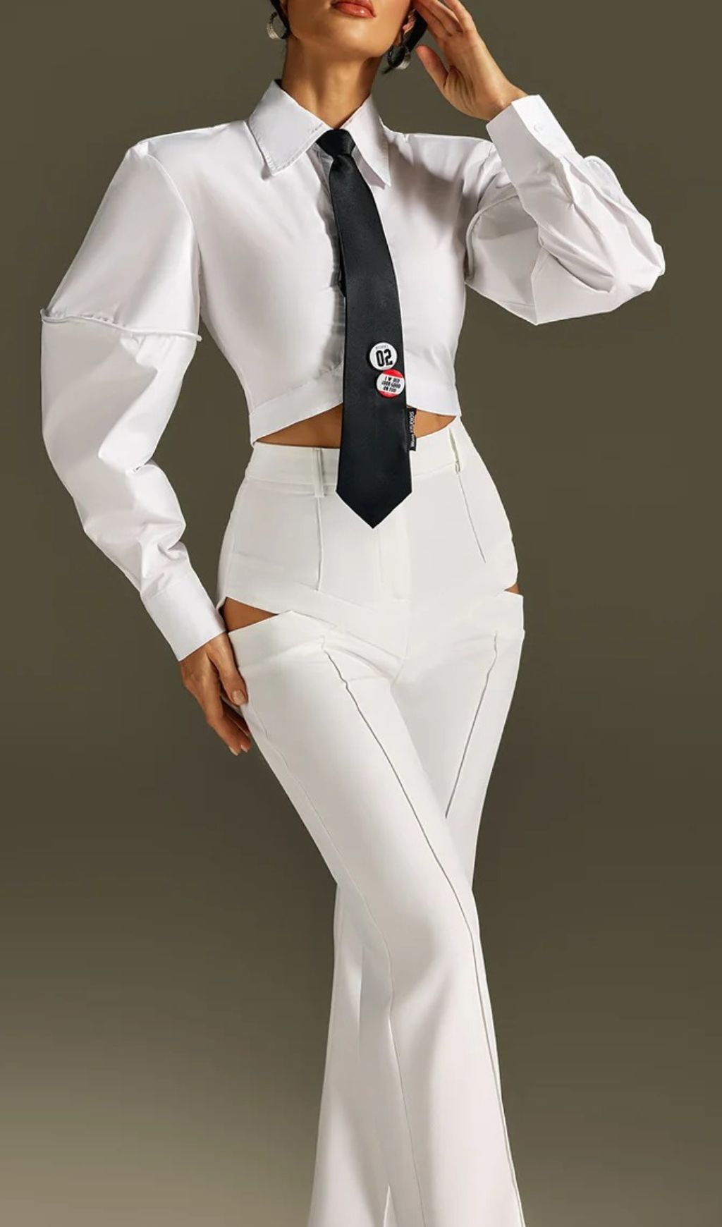Fashionslee Women Roselani Puff Sleeve Shirt With Tie
