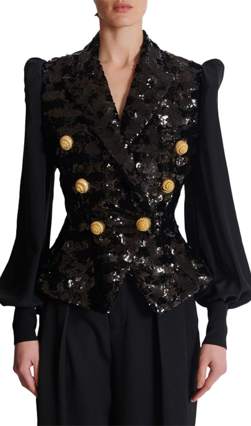 Fashionslee Women Heiress Black Sequin Jacket