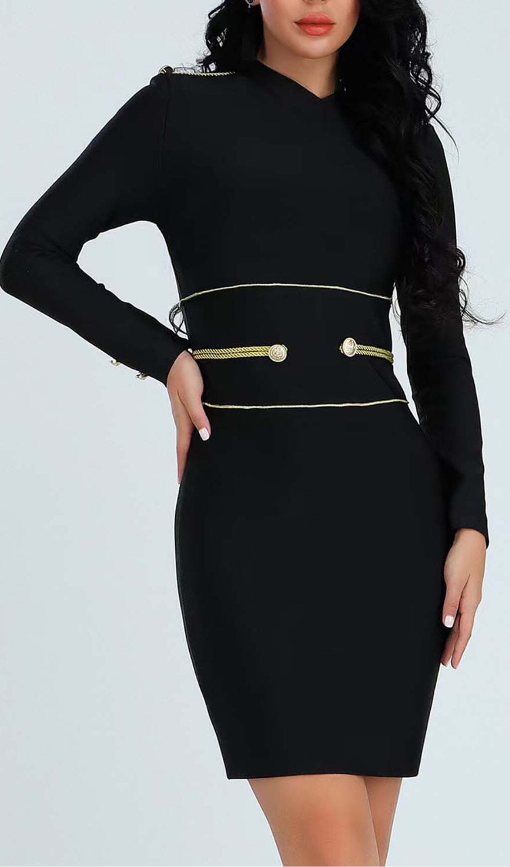 Fashionslee Women Long Sleeve Bandage Mini Dress In Black