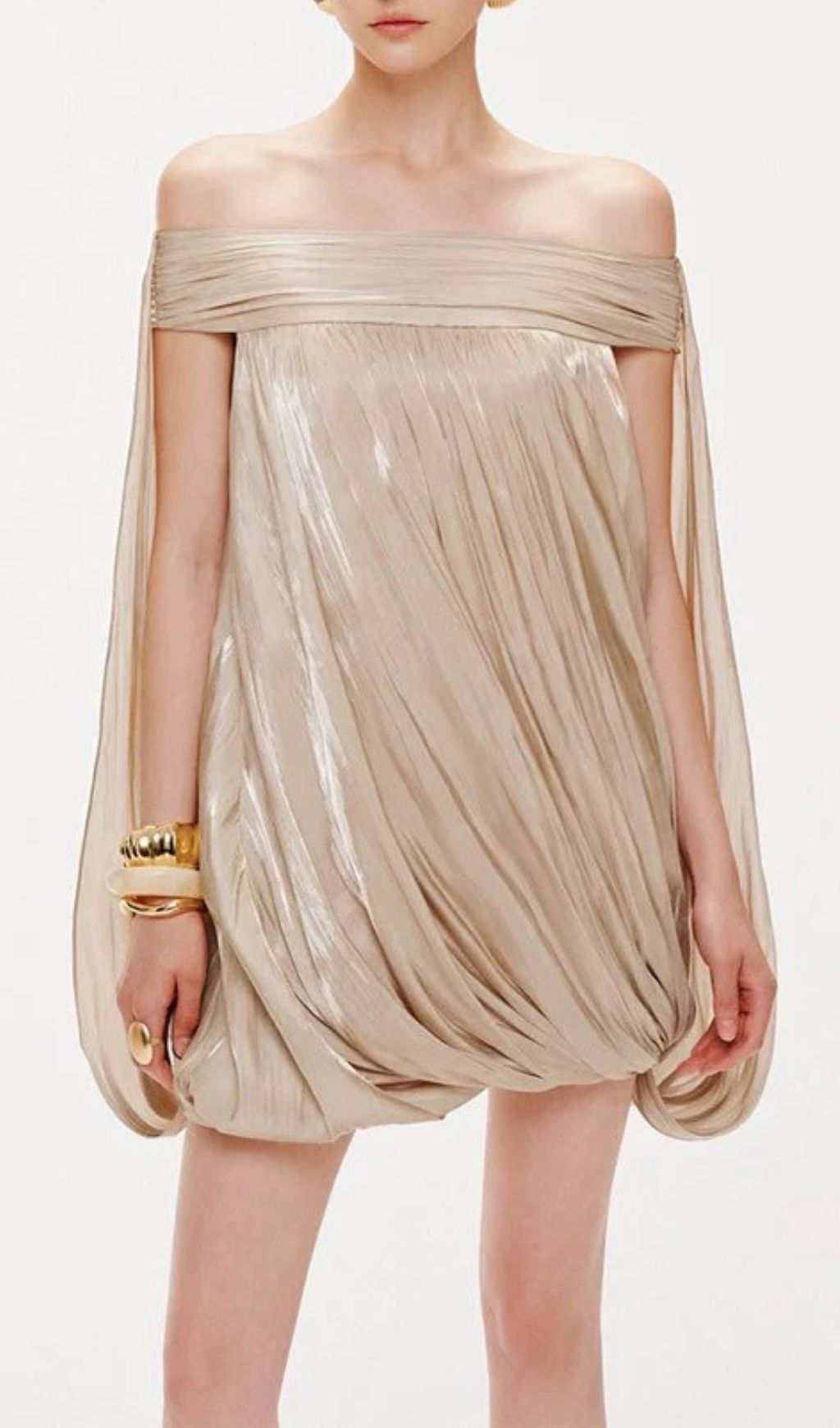 Fashionslee Women Karimah Off-Shoulder Pleated Mini Dress