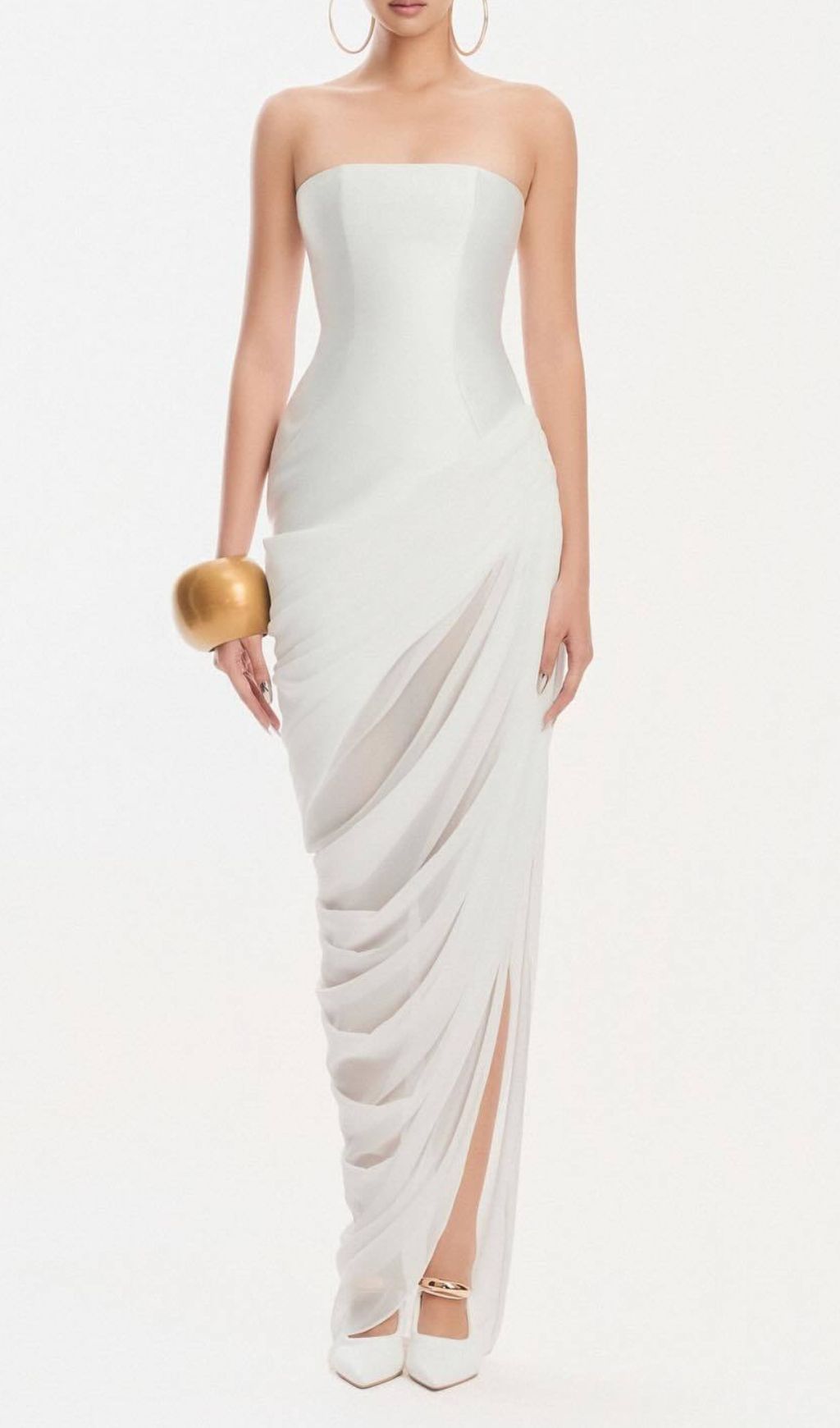 Fashionslee Women Julianne White Strapless Maxi Dress