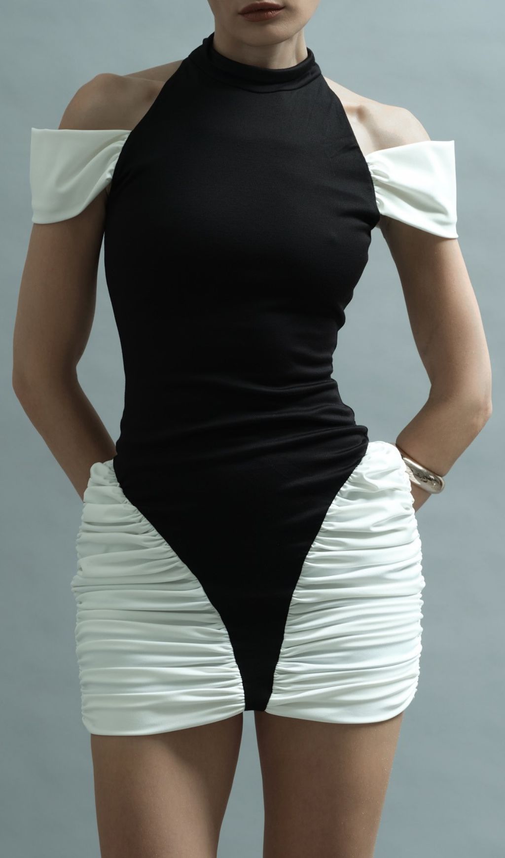 Fashionslee Women Hesperia Halter Ruched Mini Dress