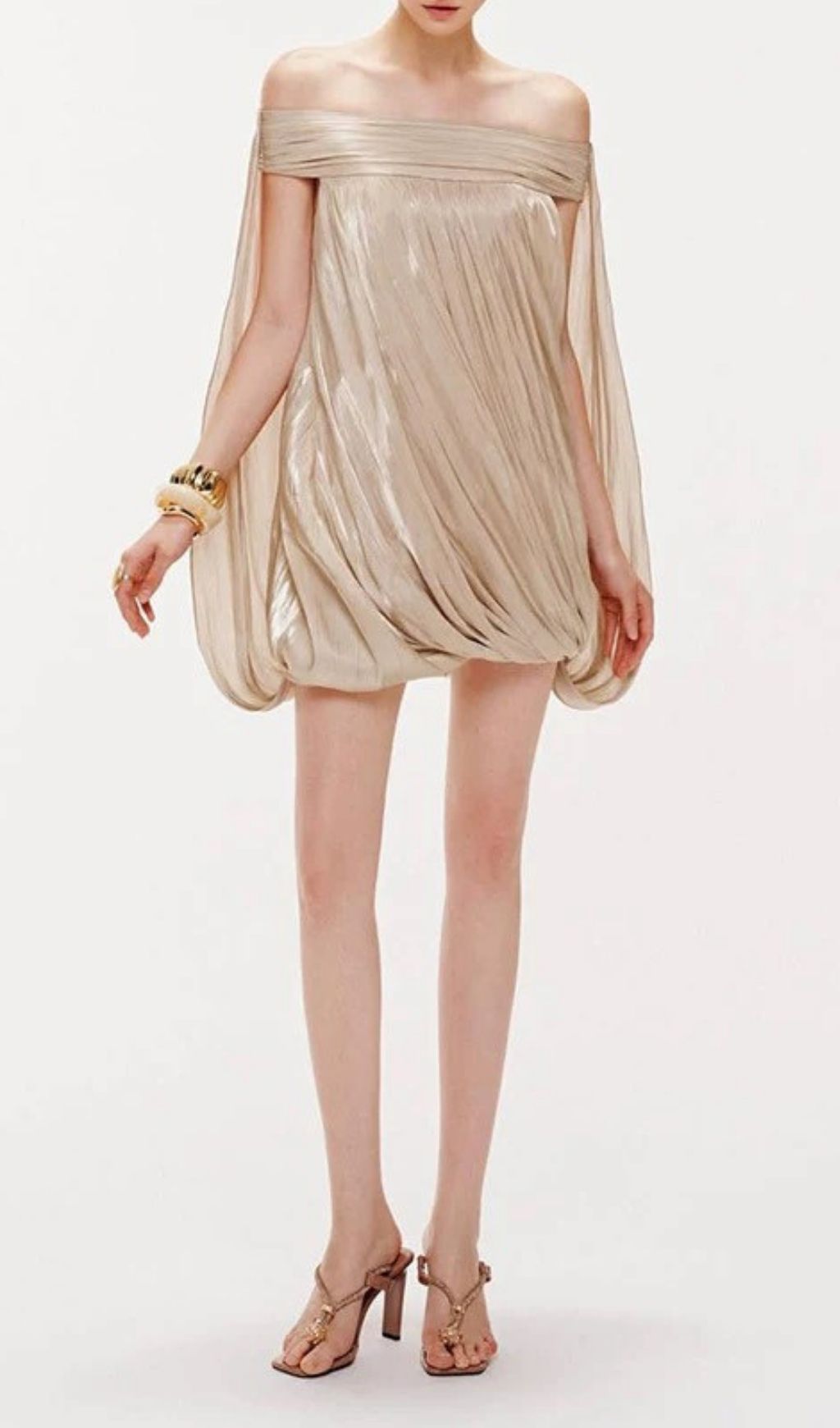 Fashionslee Women Karimah Off-Shoulder Pleated Mini Dress