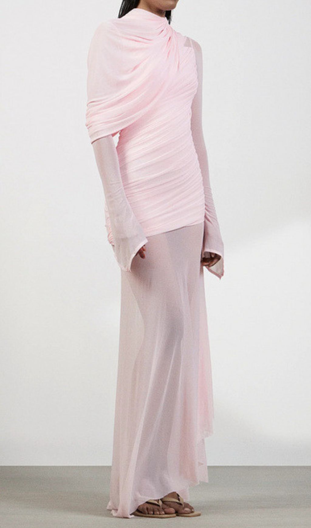Fashionslee Women Guthrie Pink Long Sleeve Mesh Maxi Dress