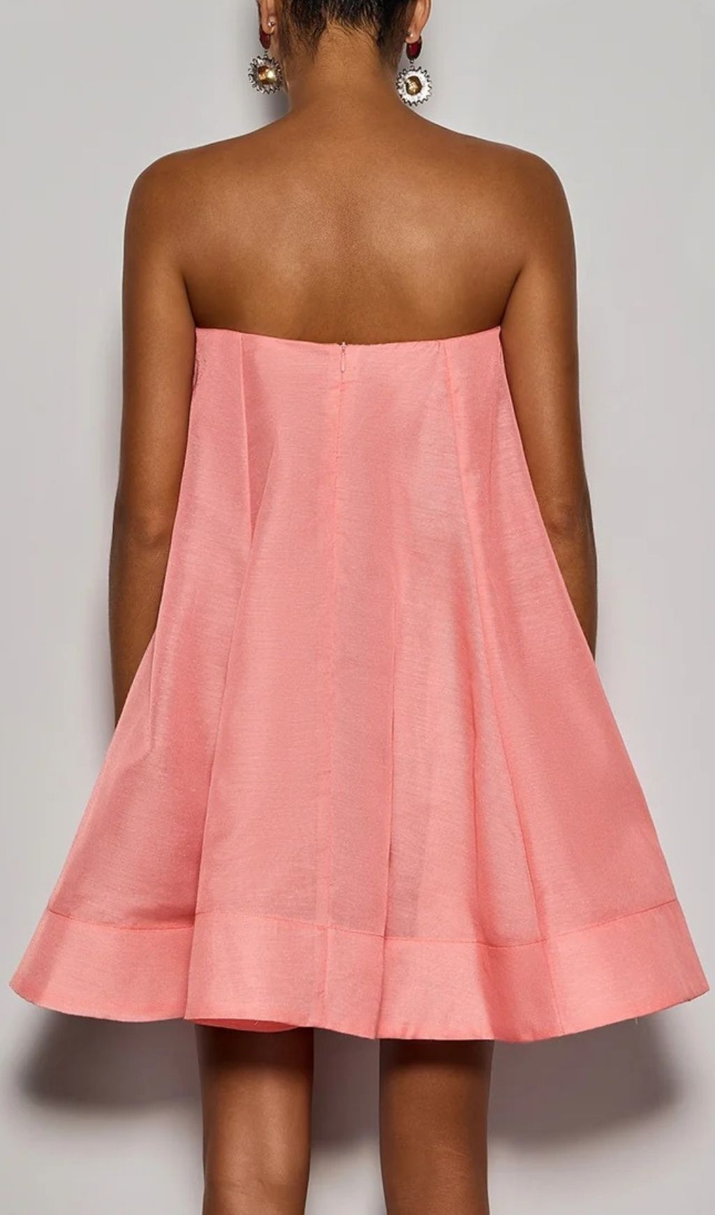 Fashionslee Women Gratho Strapless Flower Mini Dress In Coral