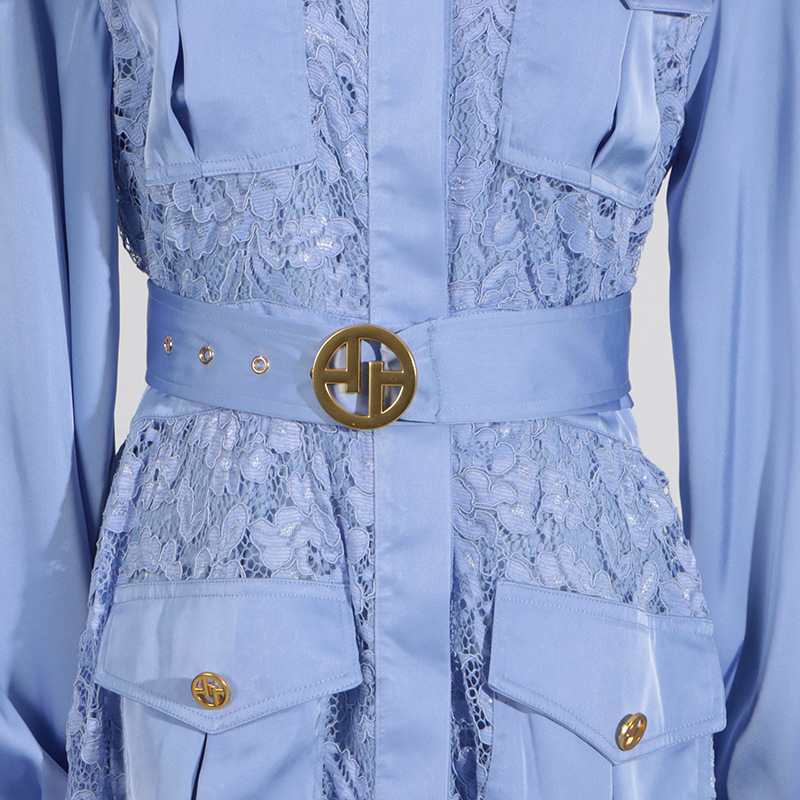 Fashionslee Women Carissa Embroidery Belt Long Sleeve Maxi Dress