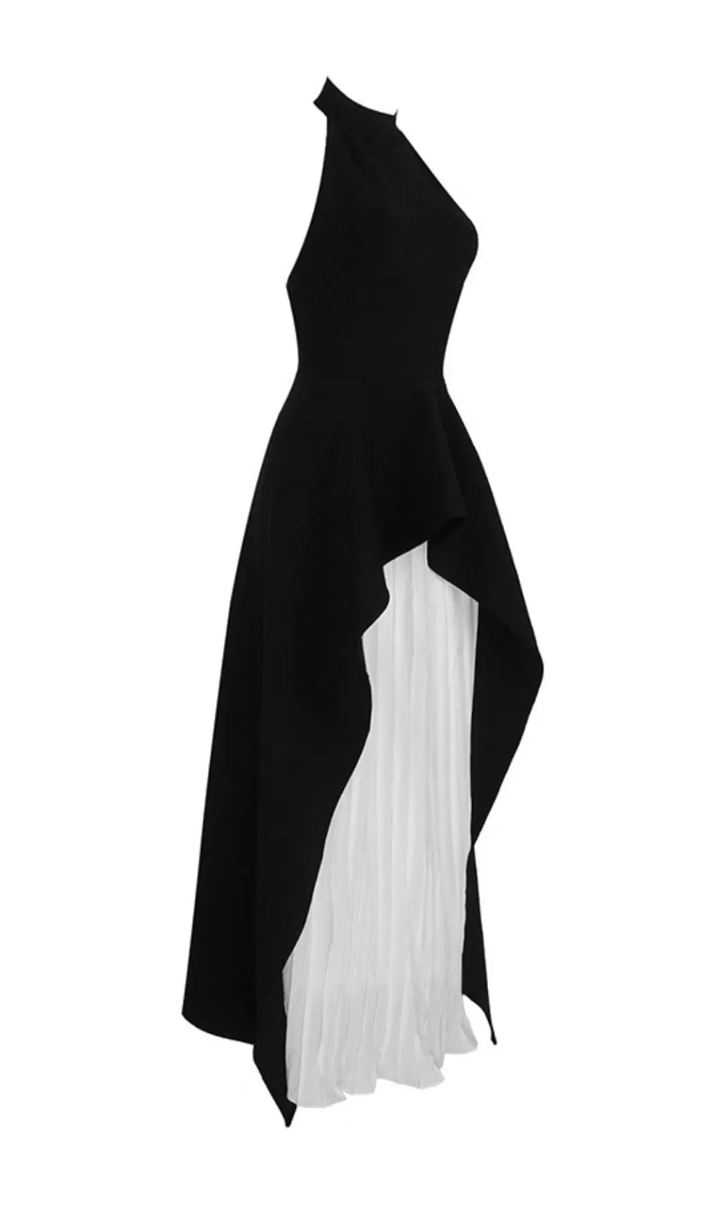 Fashionslee Women Bandage Halter Irregular Maxi Dress In Black And White