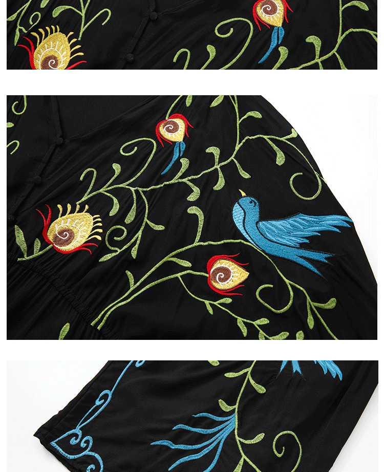 Fashionslee Women Gita Flower Embroidery Long Sleeve Maxi Dress