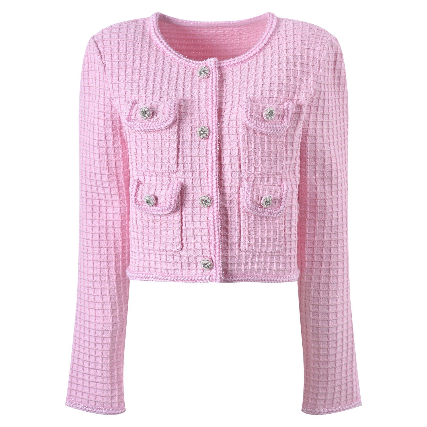 Fashionslee Women Arwen Pink Sequin Textured Knit Suit