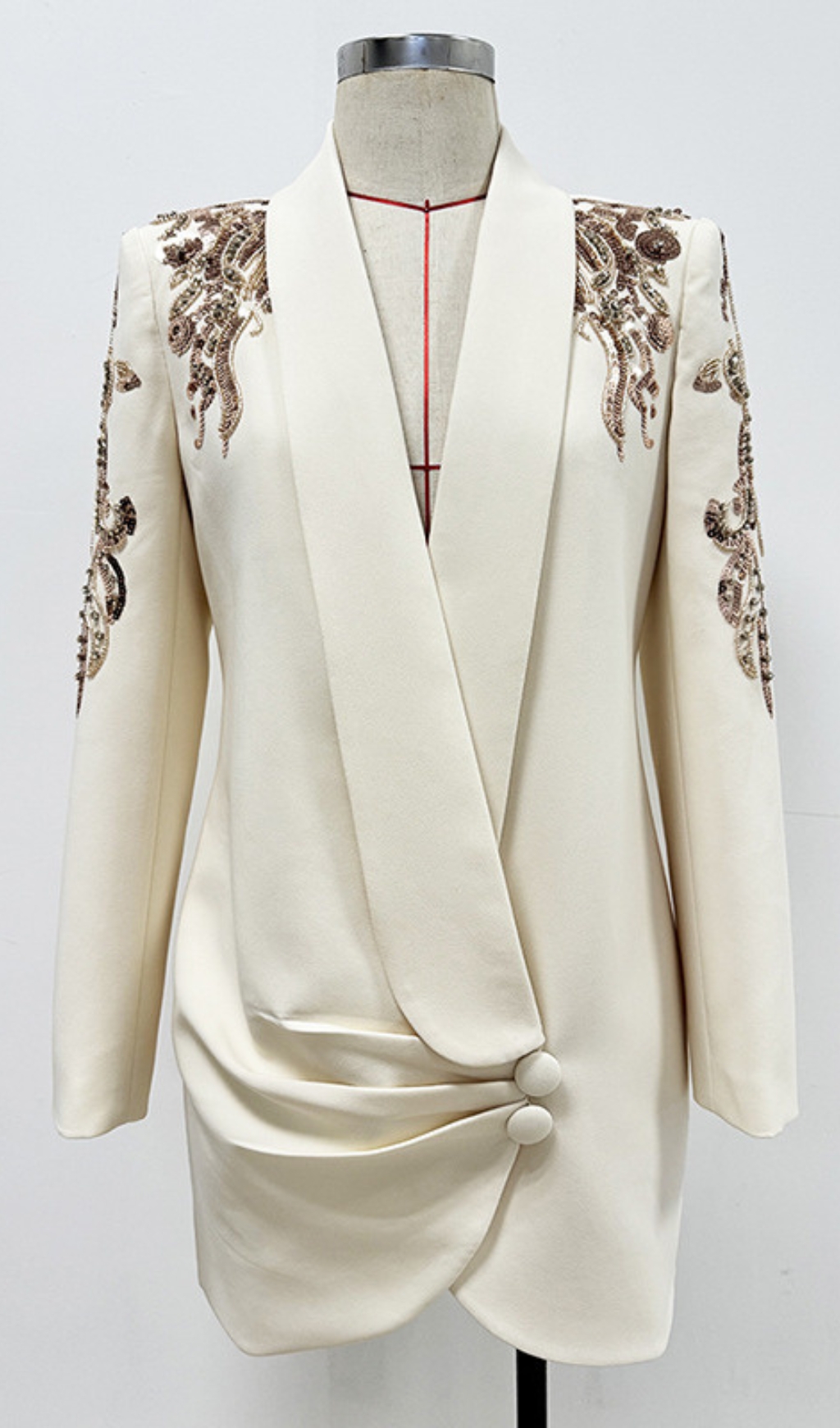 692e4115d4ef9993ec40a1a8eb19ce18.jpg Fashionslee Women Camilo Sequin Ruched Blazer Dress