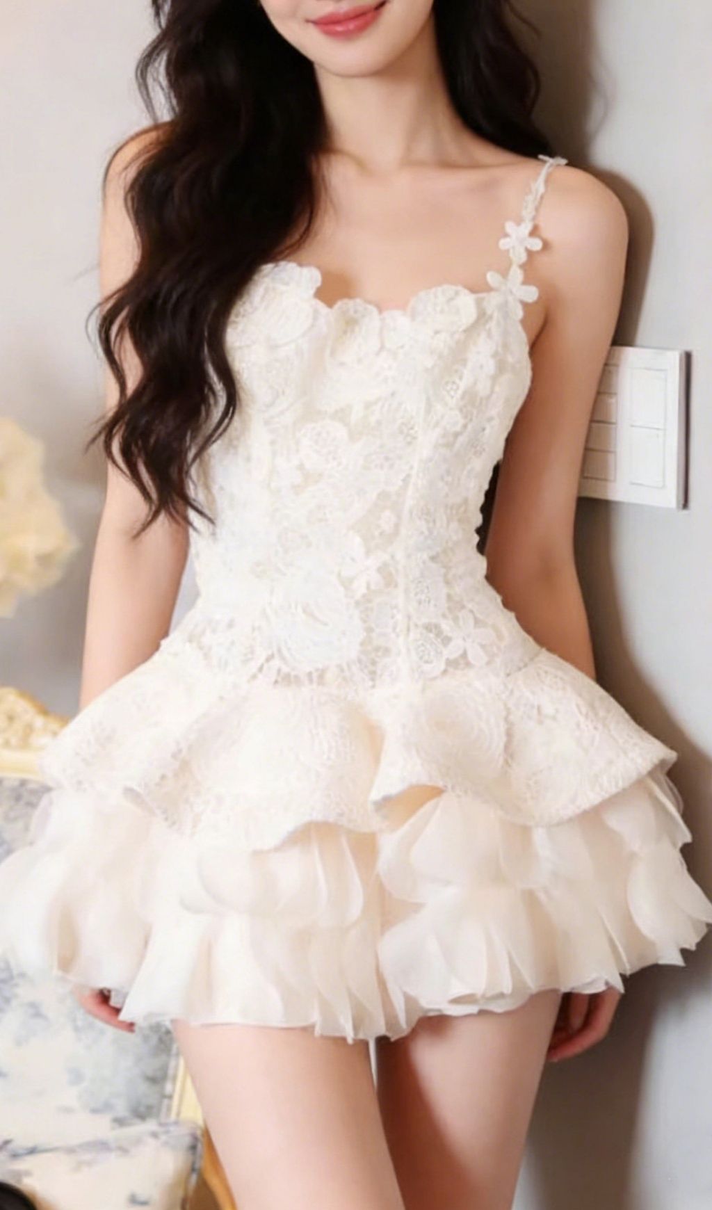 Fashionslee Women Kamilah Flower Embroidery Mini Dress