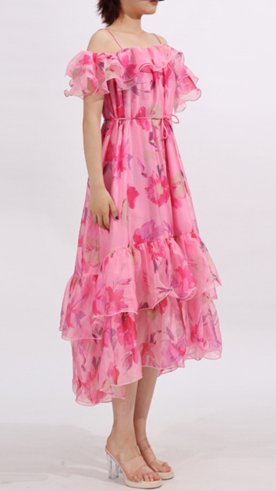 6942f15c4410e92bdf6b75a58def40df.jpg Fashionslee Women Flora Pink Printed Midi Dress