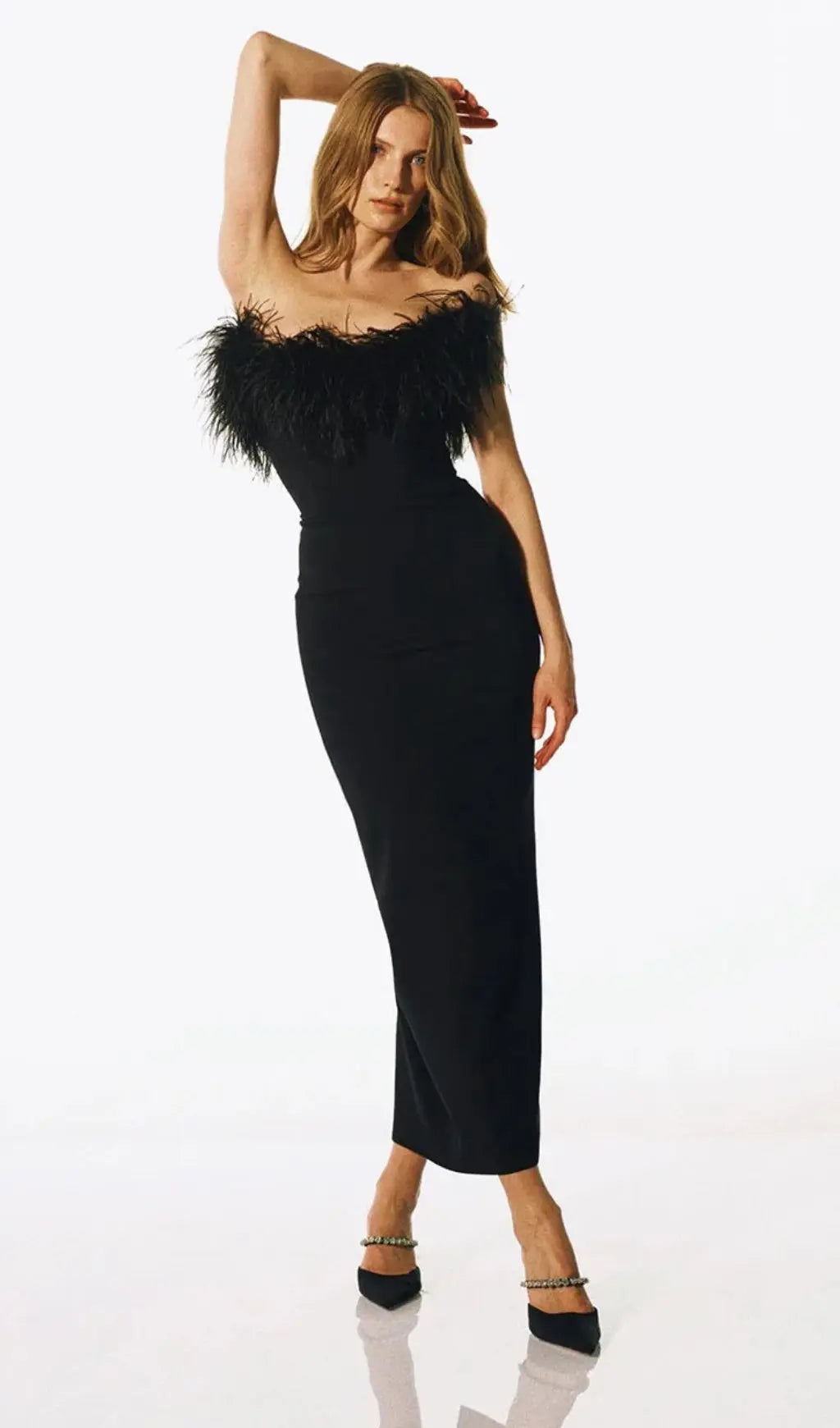 69646abb958767970169d0095887038a.jpeg Fashionslee Women Feather Bodycon Maxi Dress In Black