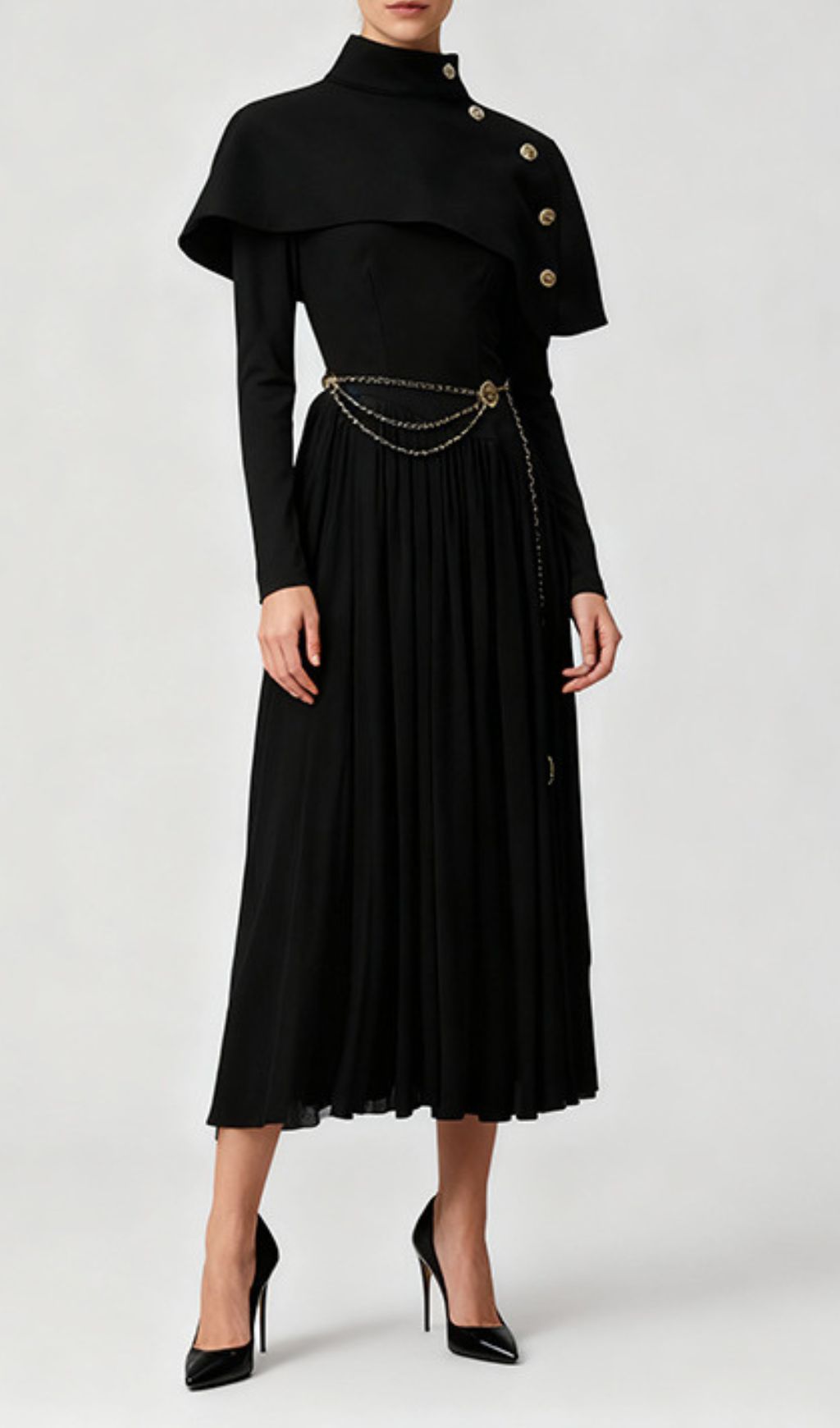 Fashionslee Women Jairo Black Long Sleeve Midi Dress