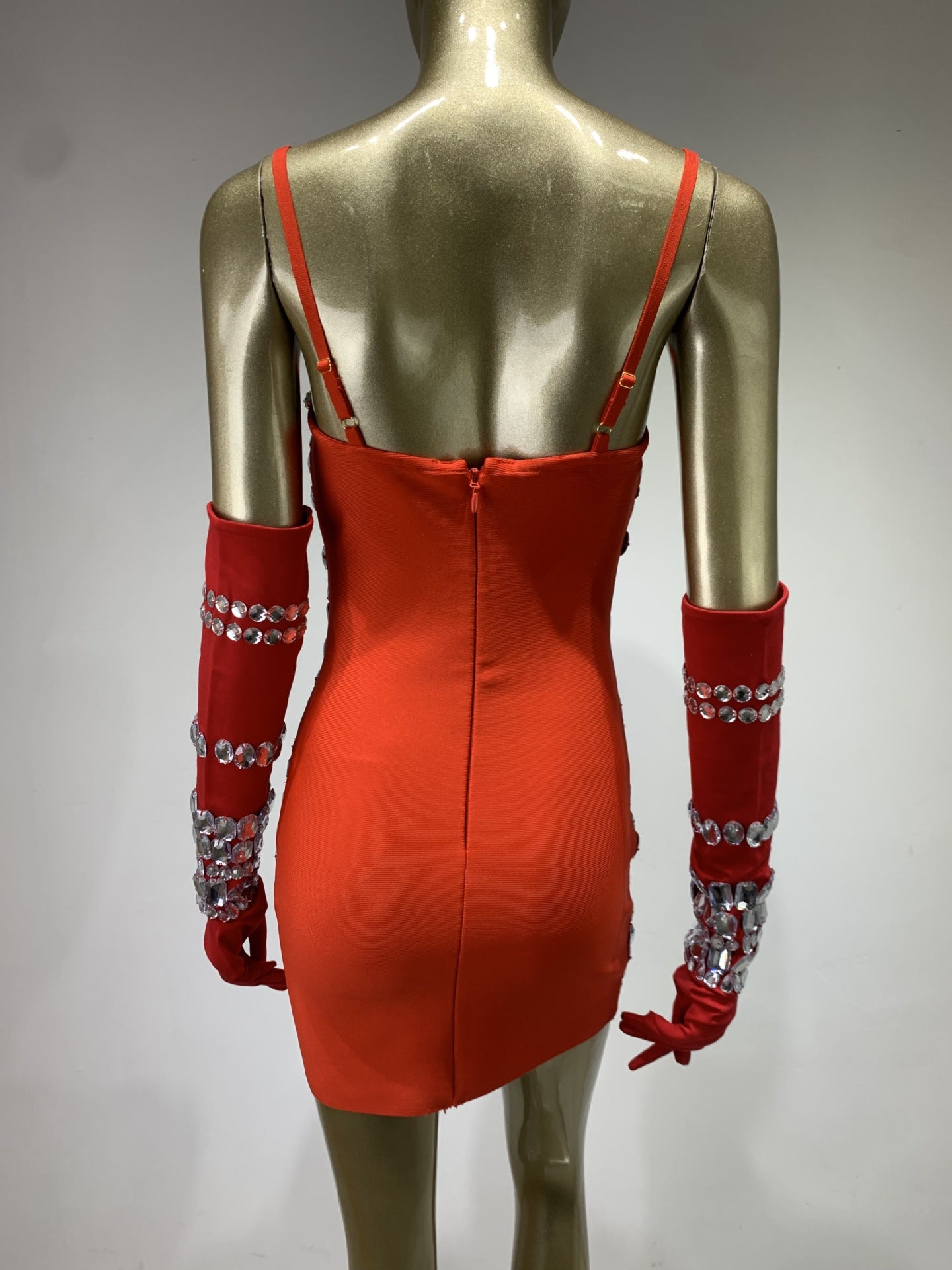 6993012b2ff0b0e5451e88b078848923.jpeg Fashionslee Women Abdon Red Crystal Embellished Dress With Gloves