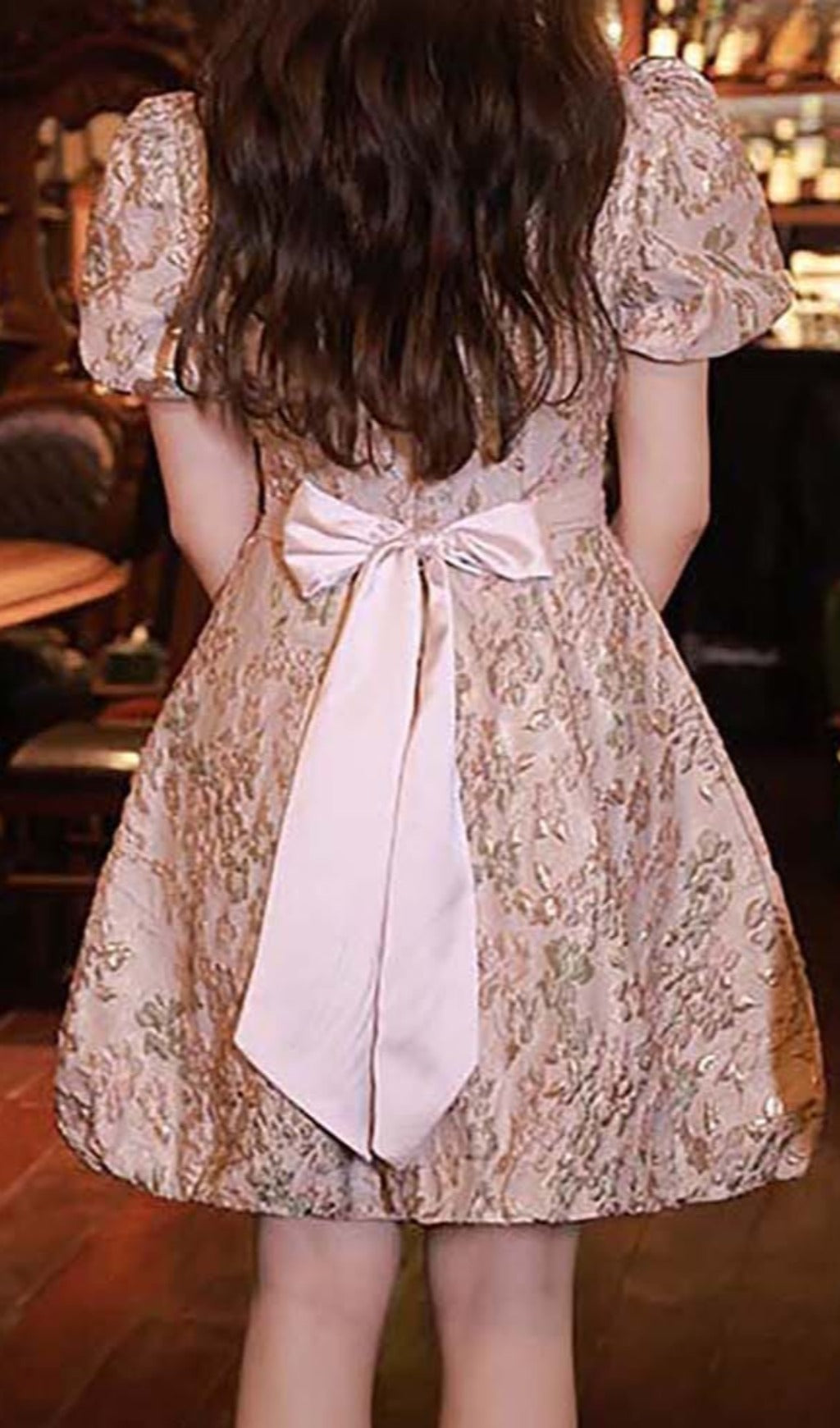 Fashionslee Women Puff Sleeve Cutwork Mini Dress In Pink