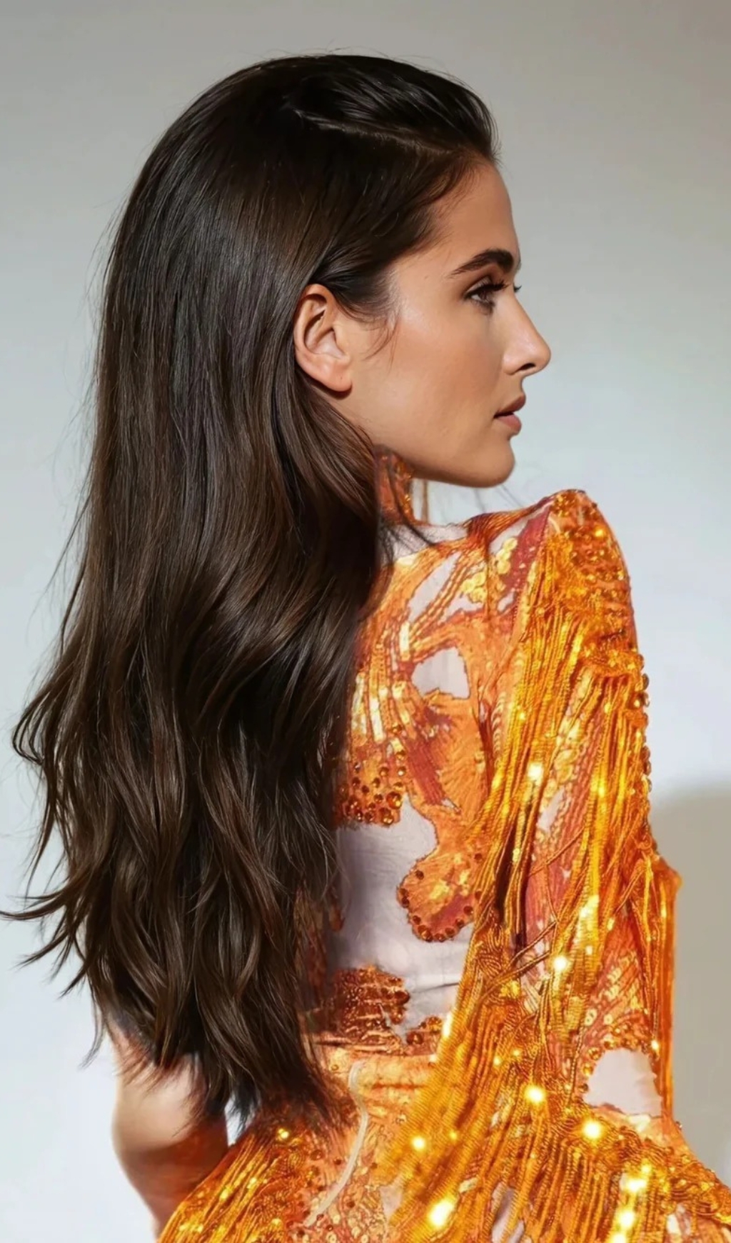 Fashionslee Women Shatora One Shoulder Rhinestone Fringe Bodysuit In Orange