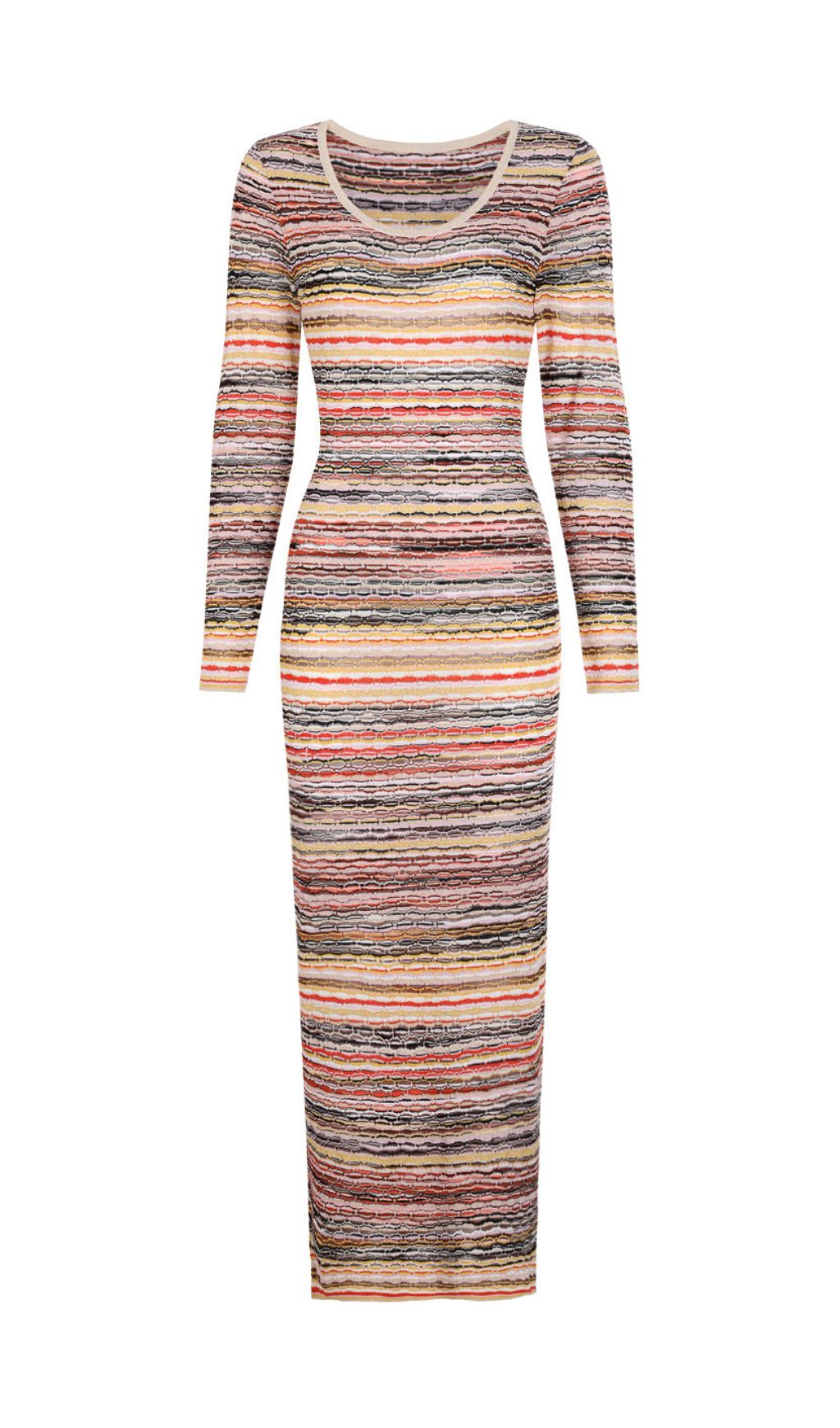 Fashionslee Women Julia Stripe Long Sleeve Knit Maxi Dress