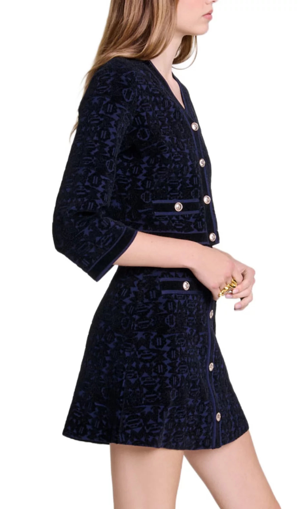69d1a8f525c4a88a05fb952a0b578dcc.jpg Fashionslee Women Reverie Velvet Knit 2-In-1 Cardigan & Dress Set