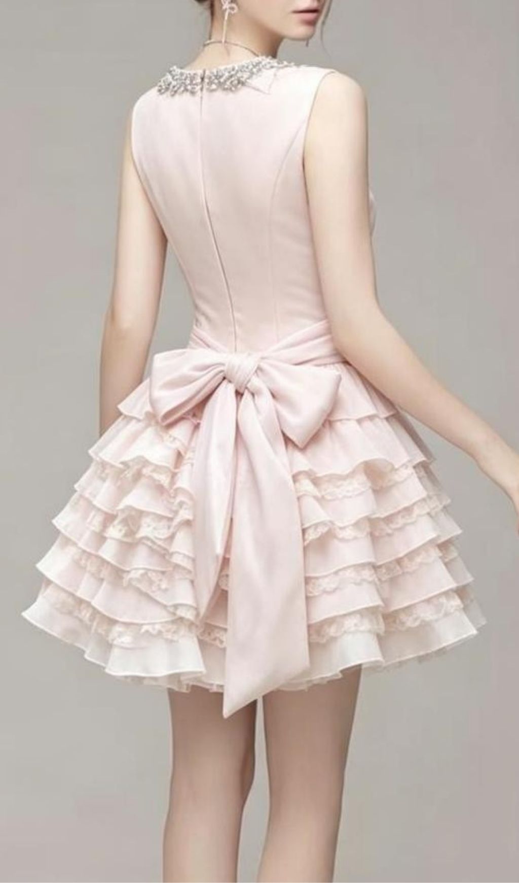 Fashionslee Women Kiersten Pink Diamante Bow Mini Dress