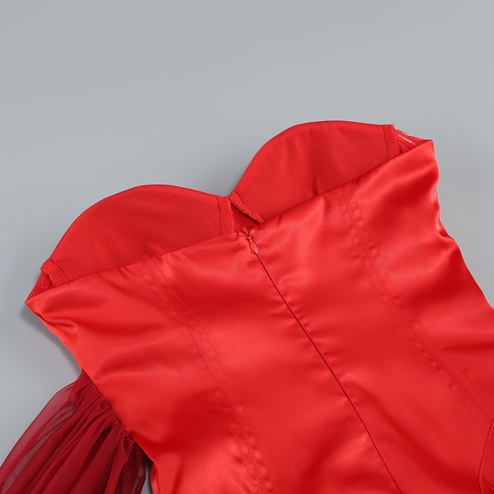 6a17d5ebe8dd4b54e7f7029a74bca6b9.jpg Fashionslee Women Red Strapless Bustier Maxi Dress