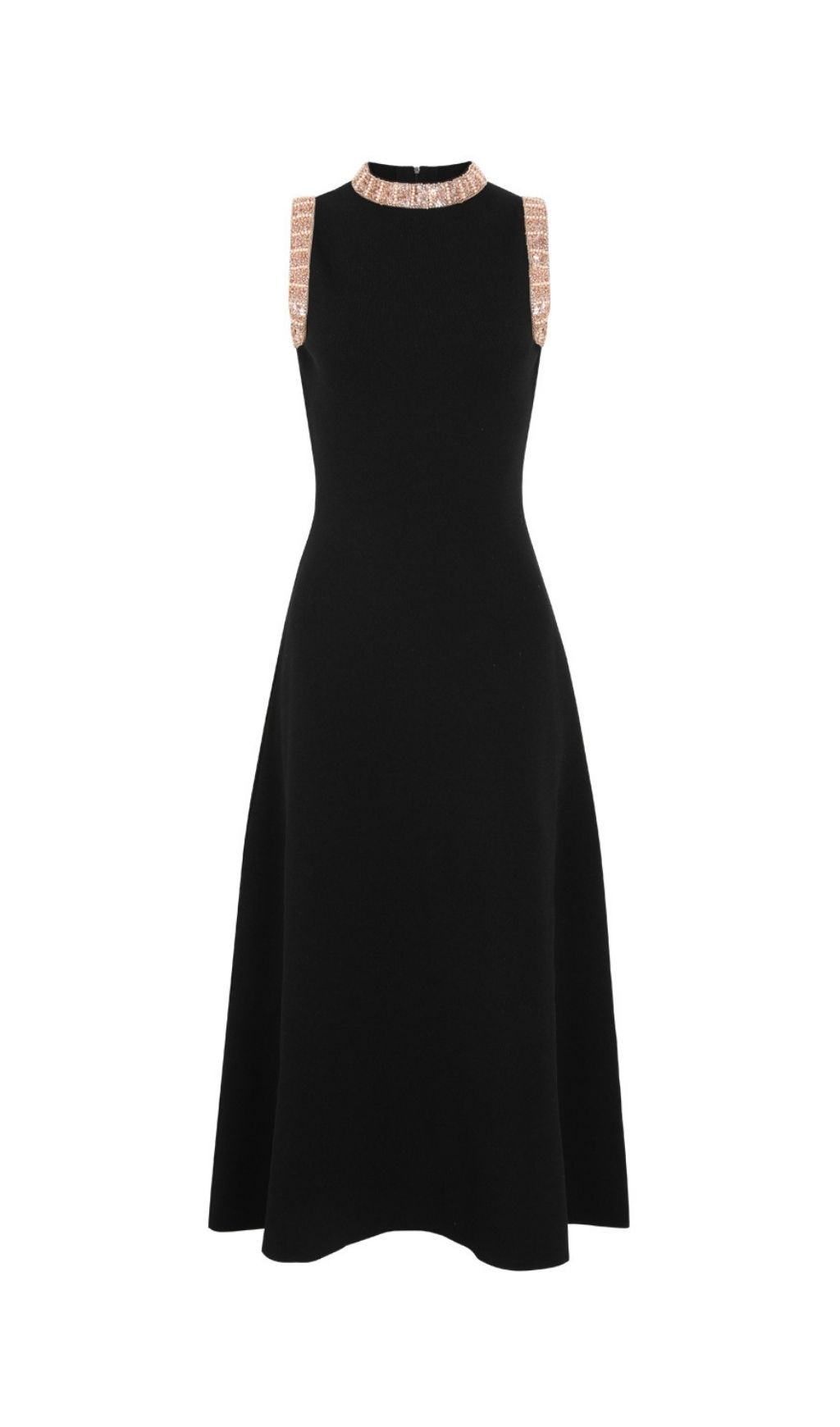 Fashionslee Women Kimberlina Black Sleeveless Beaded Knit Midi Dress