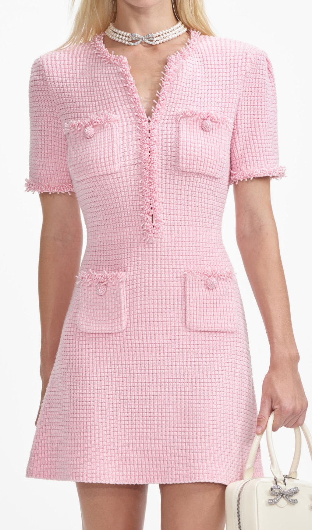 Fashionslee Women Pink Textured Knit Mini Dress