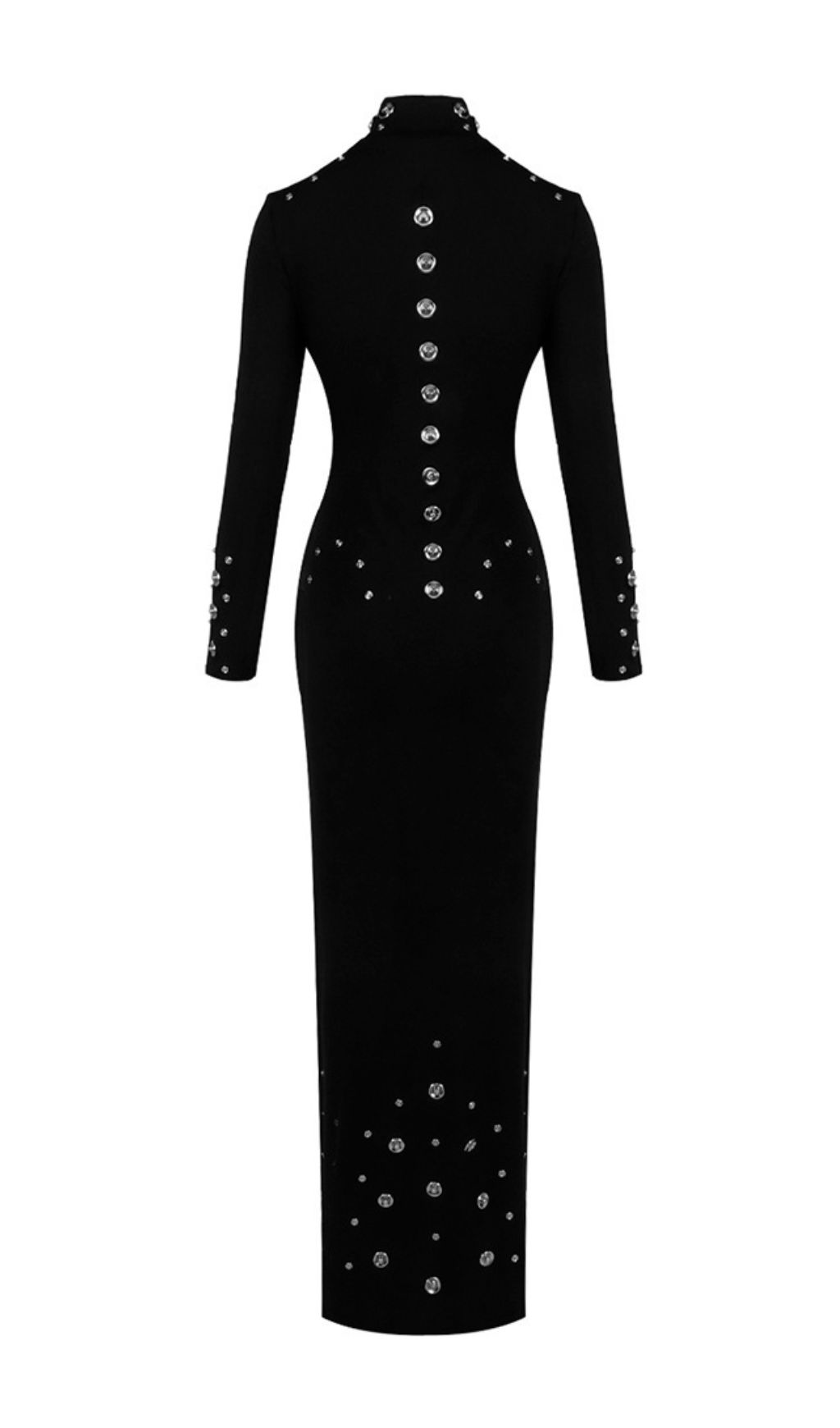 Fashionslee Women Ishana Black Long Sleeve Embellished Maxi Dress