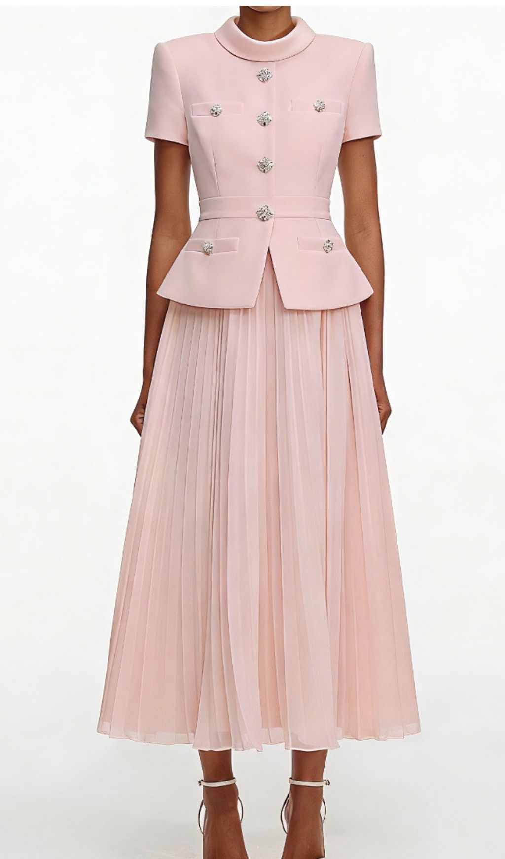 6a581f289c380a340b90b6d349864351.jpg Fashionslee Women Keili Pink Pleated Two-Piece Set