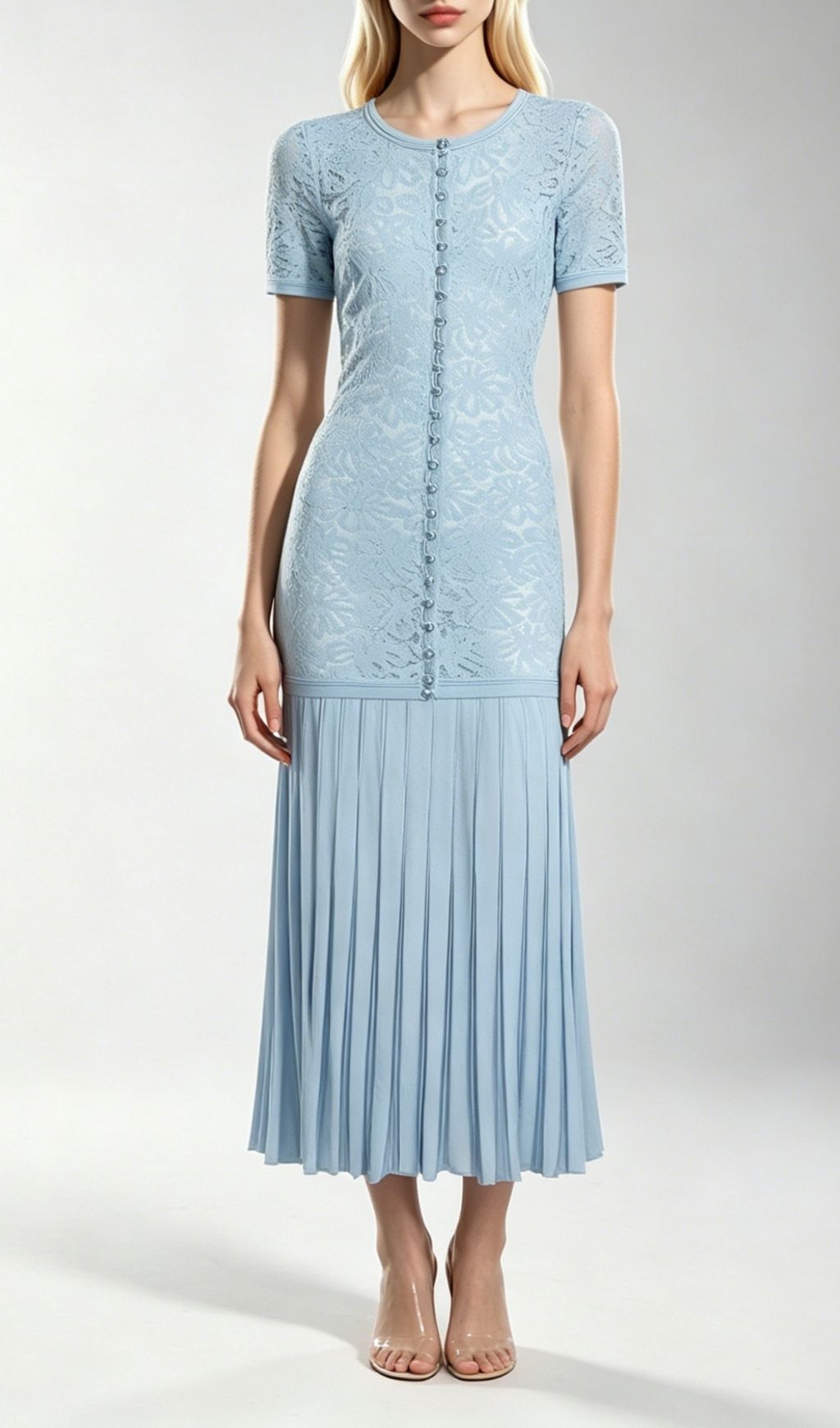 Fashionslee Women Kiernan Blue Flower Knit Midi Dress