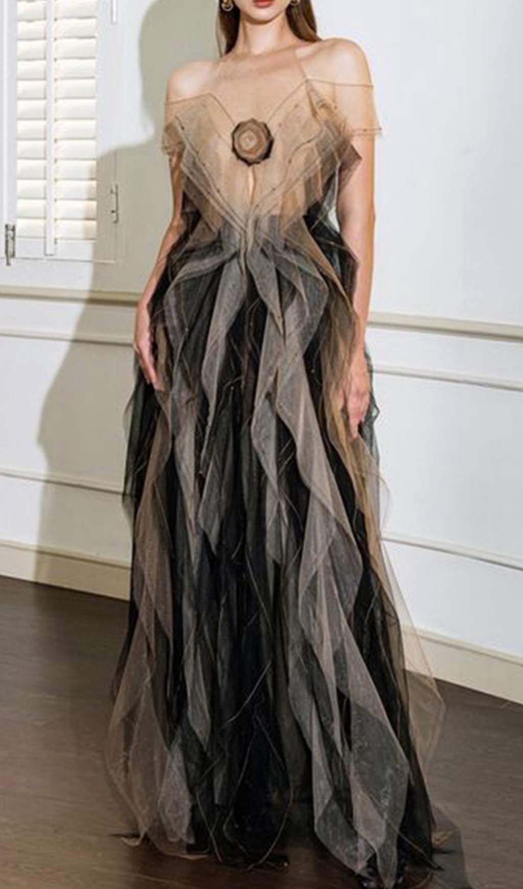6a7b976aea5374ecb5a1e4ed7f2535aa.jpg Fashionslee Women Dinos Mesh Ruffle Maxi Dress