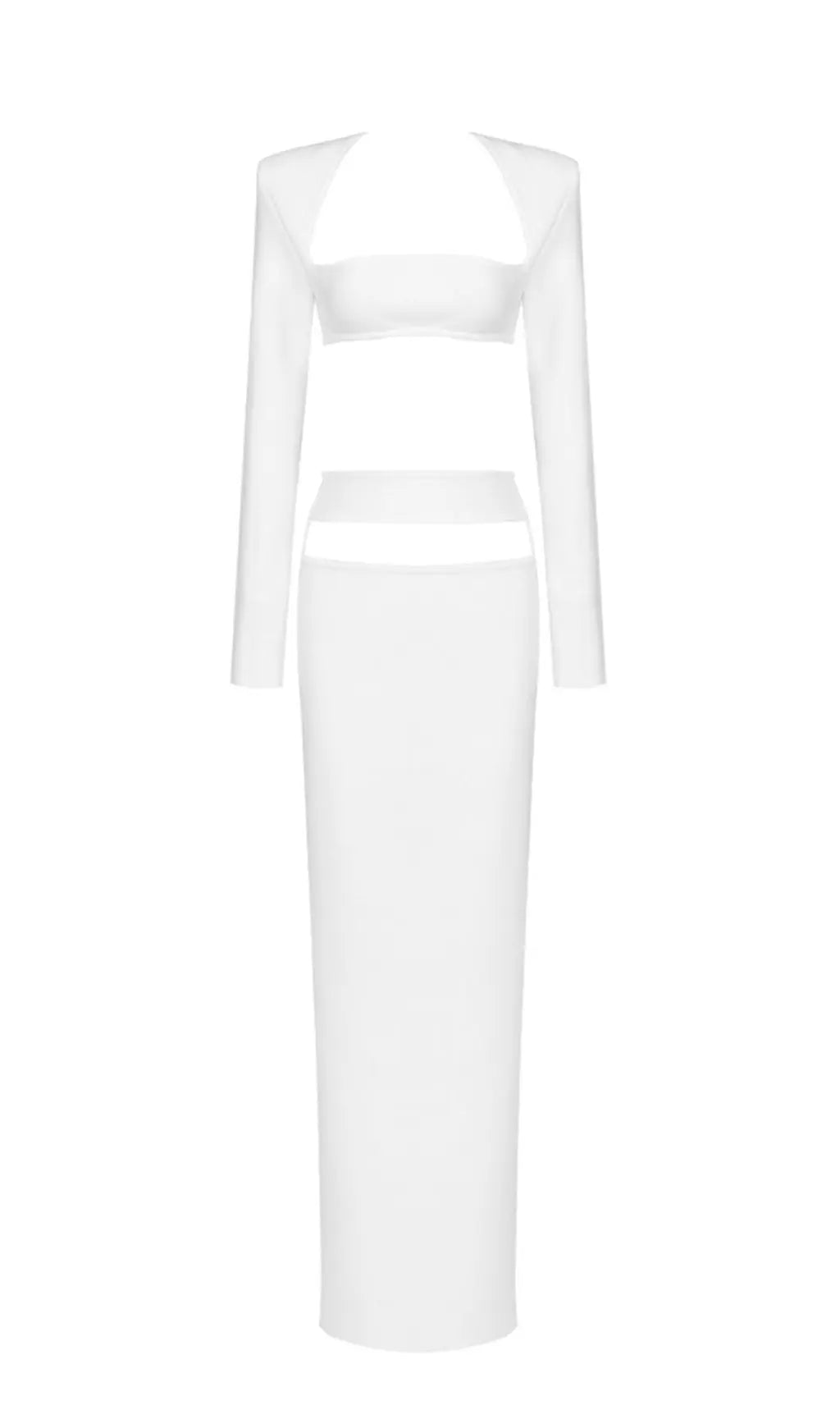 6a7d75ea46b368e22c34e6c402aa375e.jpeg Fashionslee Women White Two Pieces Bandage Set