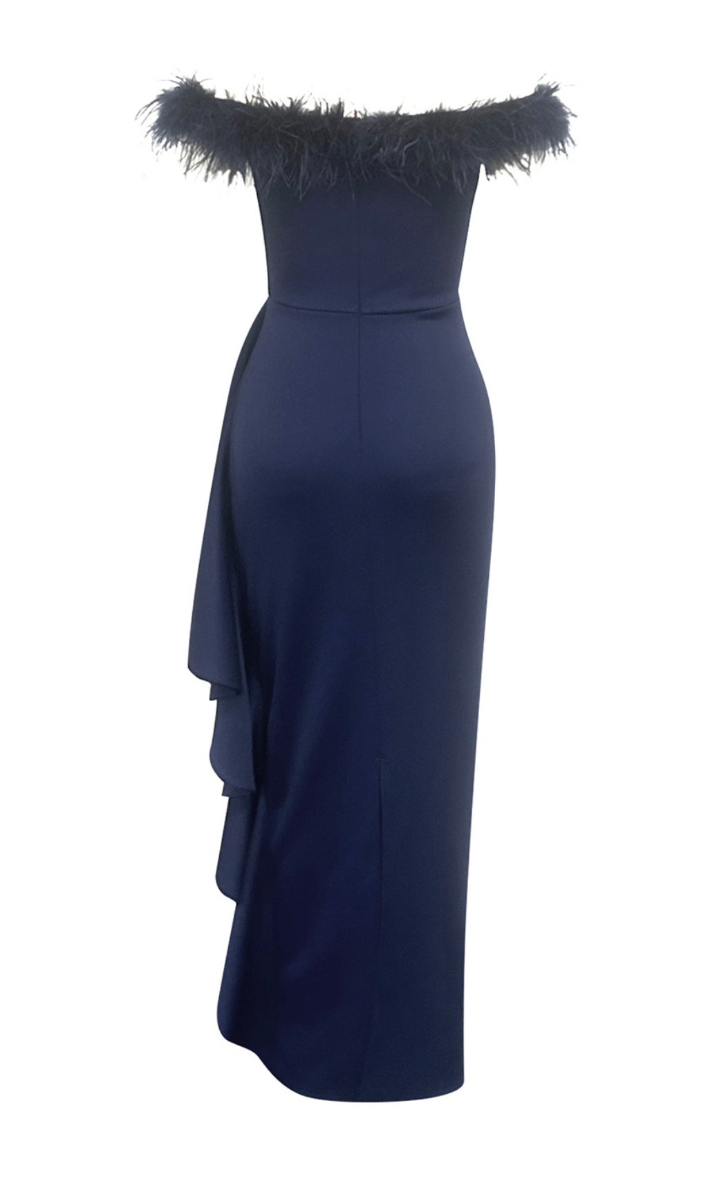 Fashionslee Women Burcu Feather Off-Shoulder Maxi Dress