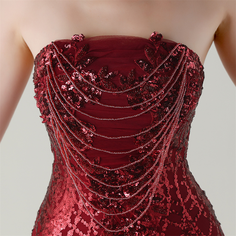 6afefbb3c0dd7c9fe8571c3e0c59cde0.jpg Fashionslee Women Ikuye Red Strapless Sequin Mesh Maxi Dress