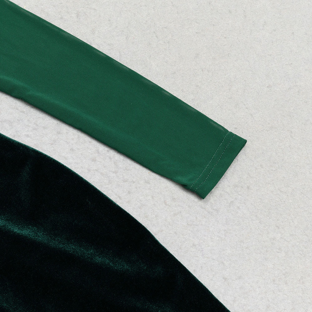 6b2f1b0d5d4aa03d9ba77afaafb3240f.jpeg Fashionslee Women Alessia Green Mesh Velvet Midi Dress