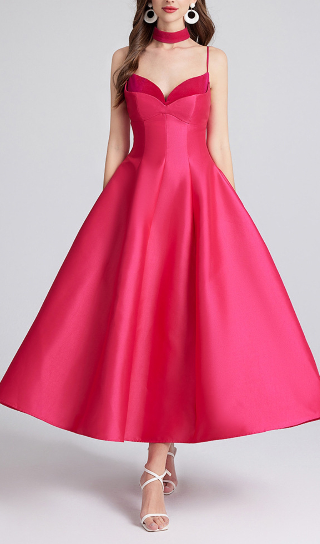 6b675634c7668fe7f600e22d6bf68668.jpg Fashionslee Women Carminda Rose Red Patchwork Midi Dress