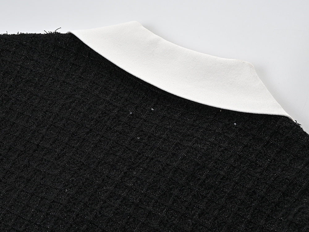 Fashionslee Women Ambre Black Knit Bow Mini Dress