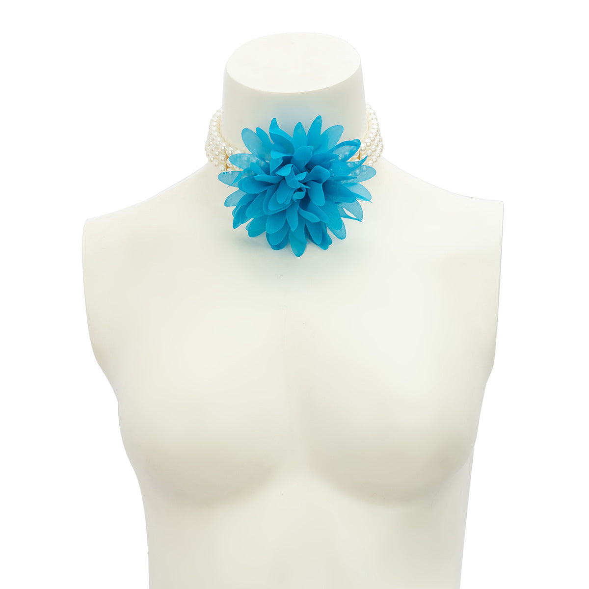 Fashionslee Women Akshita Blue Pearl Flower Choker