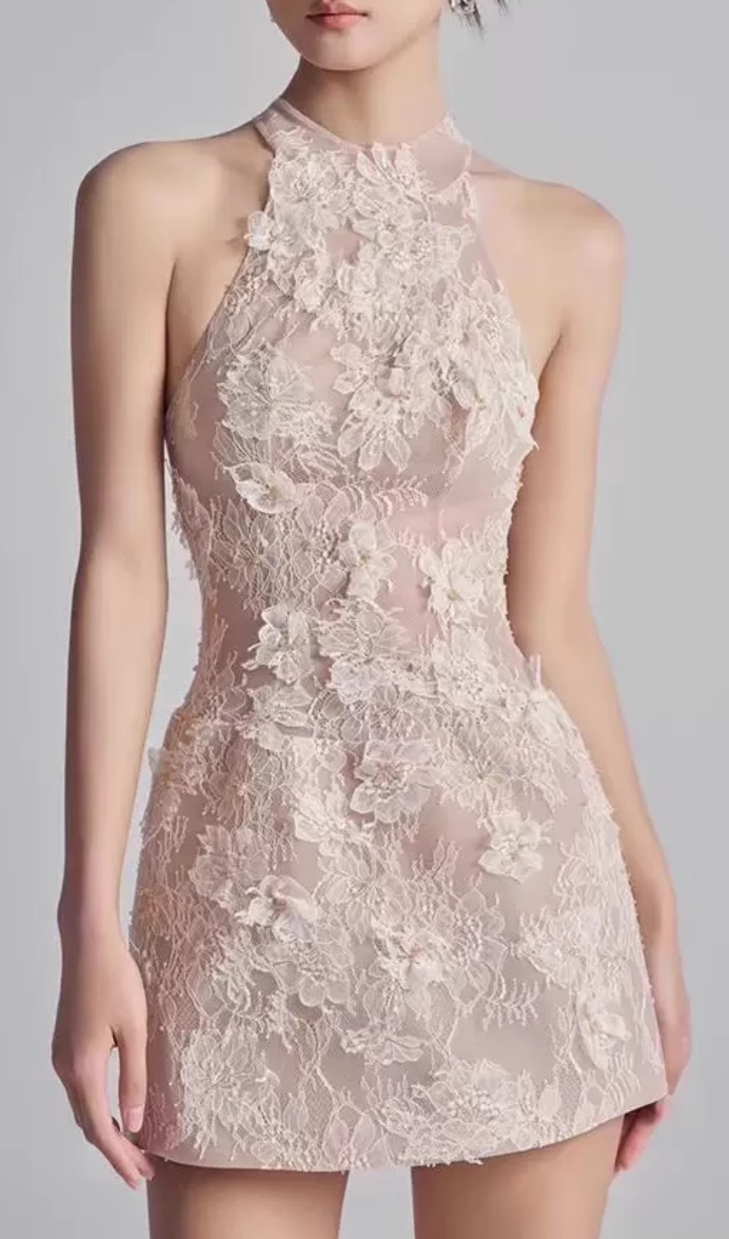 6babd1c8fd99d76ac7511bc4f97400b2.jpg Fashionslee Women Darin Halter Flower Lace Mini Dress