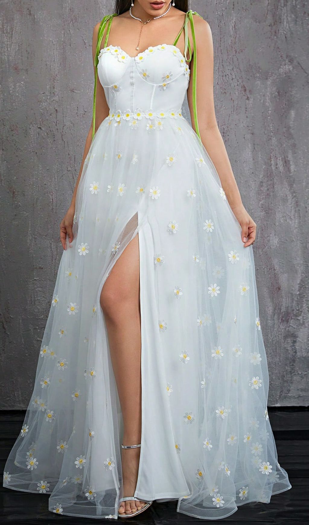 6bbcb7cce5657850af7acb39bd4e3e88.jpg Fashionslee Women Hisayo White Flower Embellished Maxi Dress