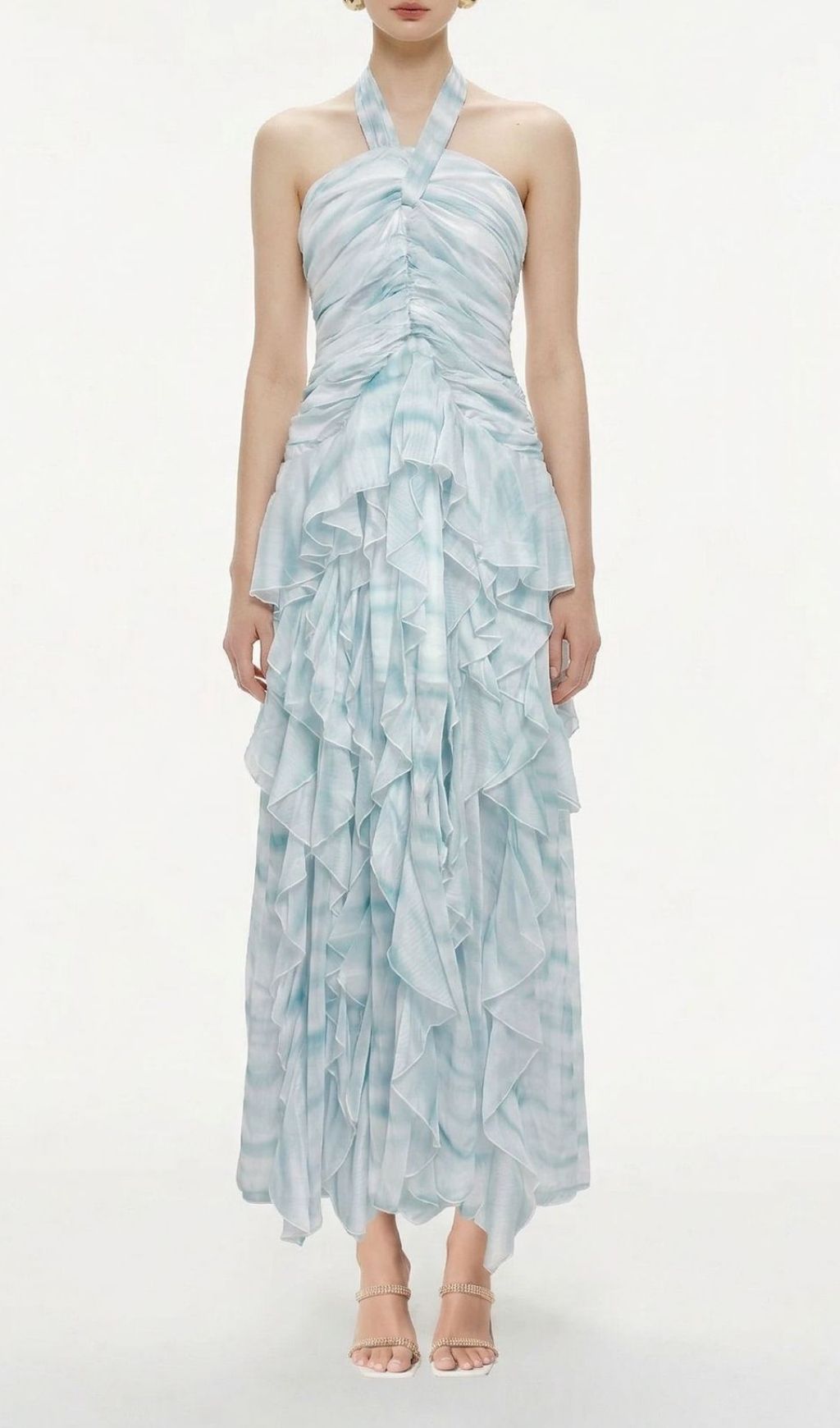 Fashionslee Women Kaylee Halter Ruffle Maxi Dress