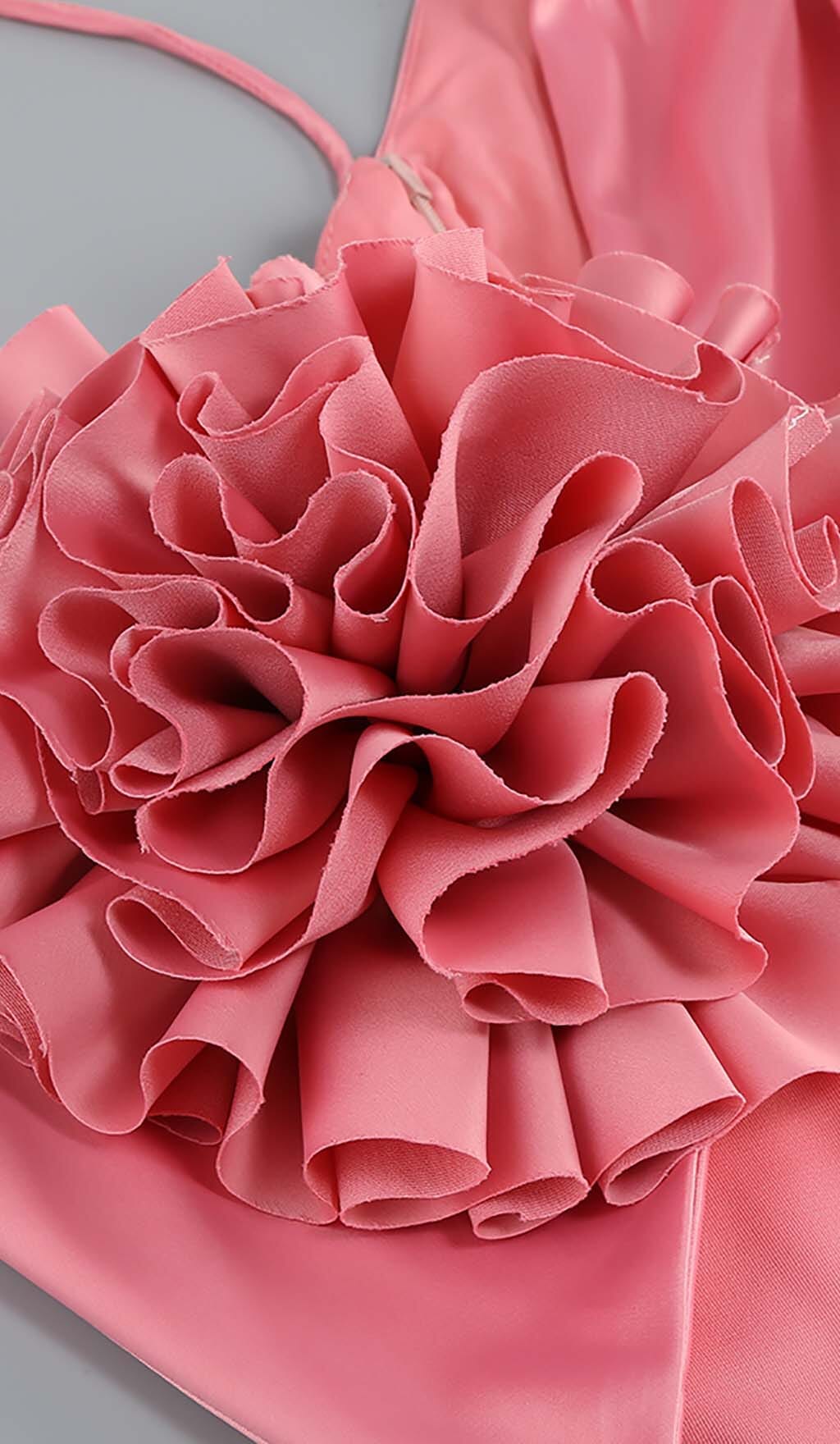 Fashionslee Women Floral One Shoulder Satin Mini Dress In Pink