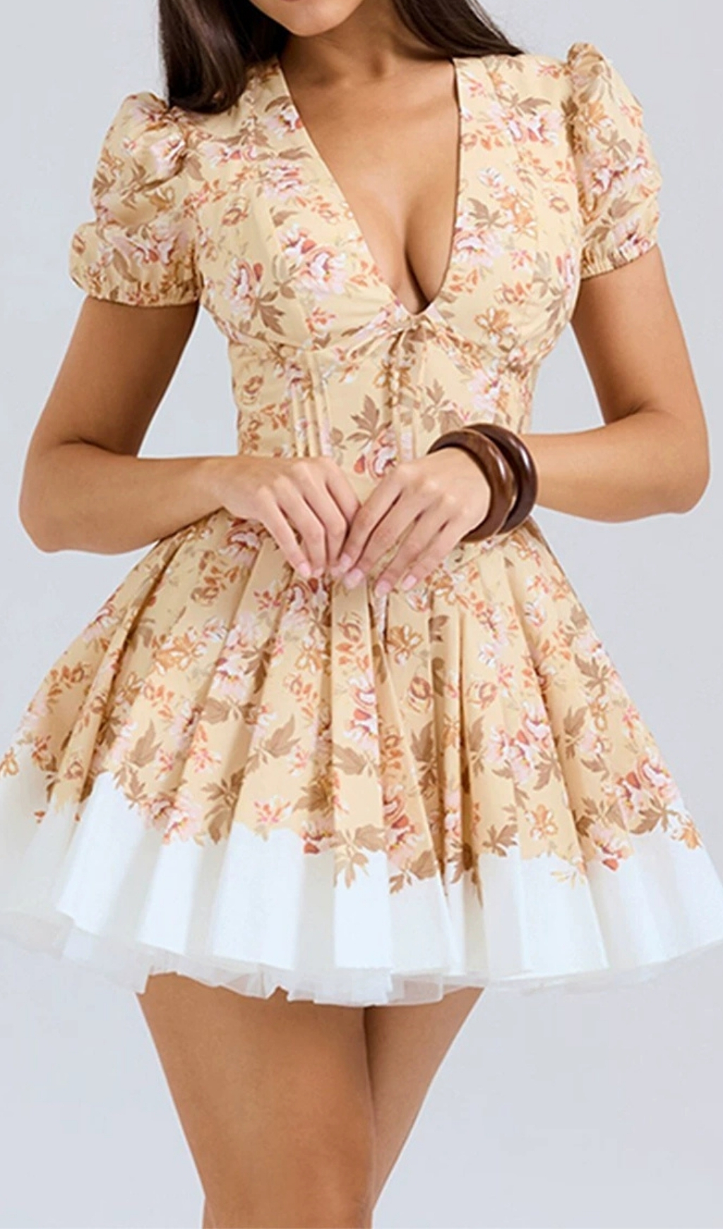 Fashionslee Women Frieda V-neck Floral Mini Dress