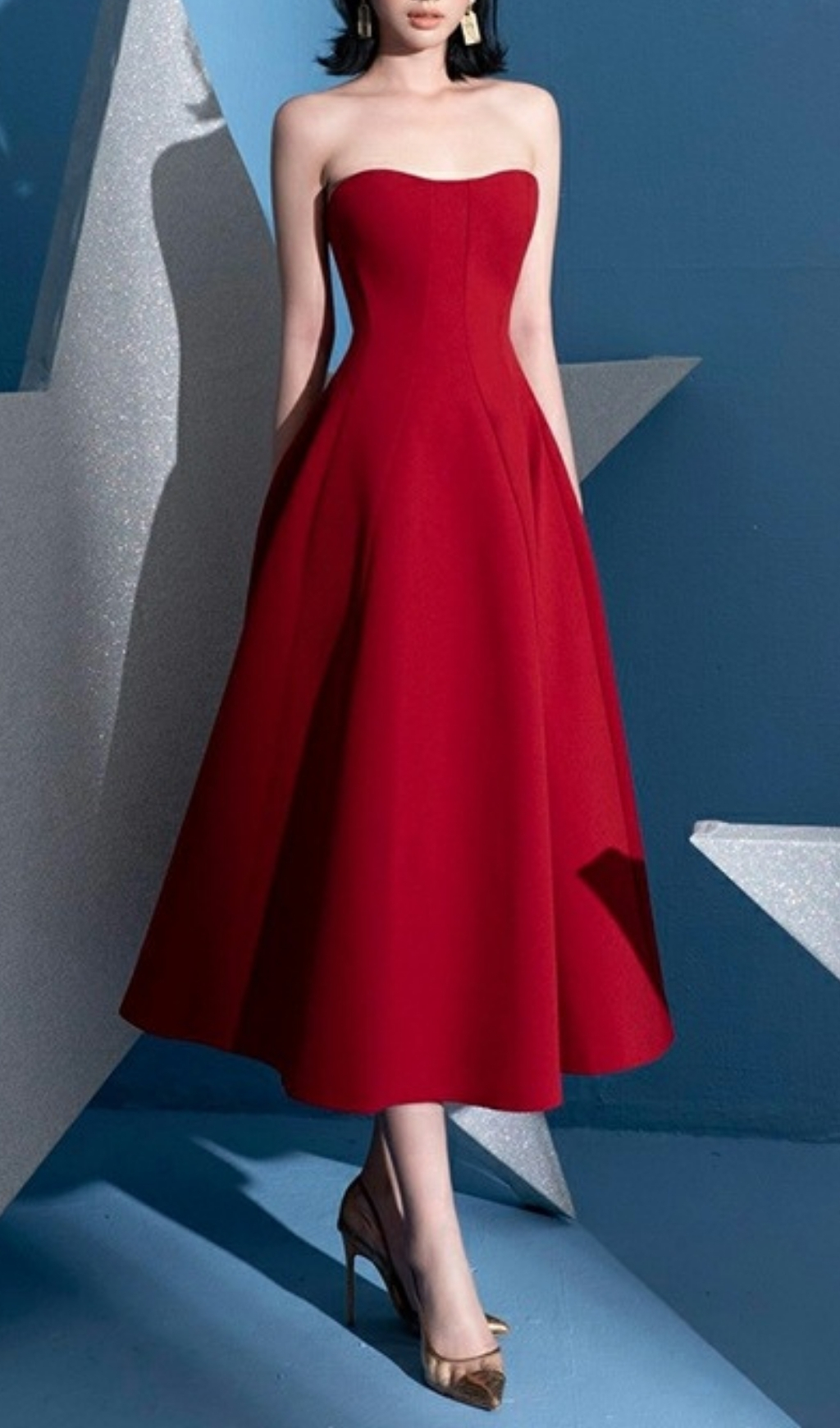 6c002cc886c4b35a05bac2490cf6dac2.jpg Fashionslee Women Fiorella Red Strapless Midi Dress