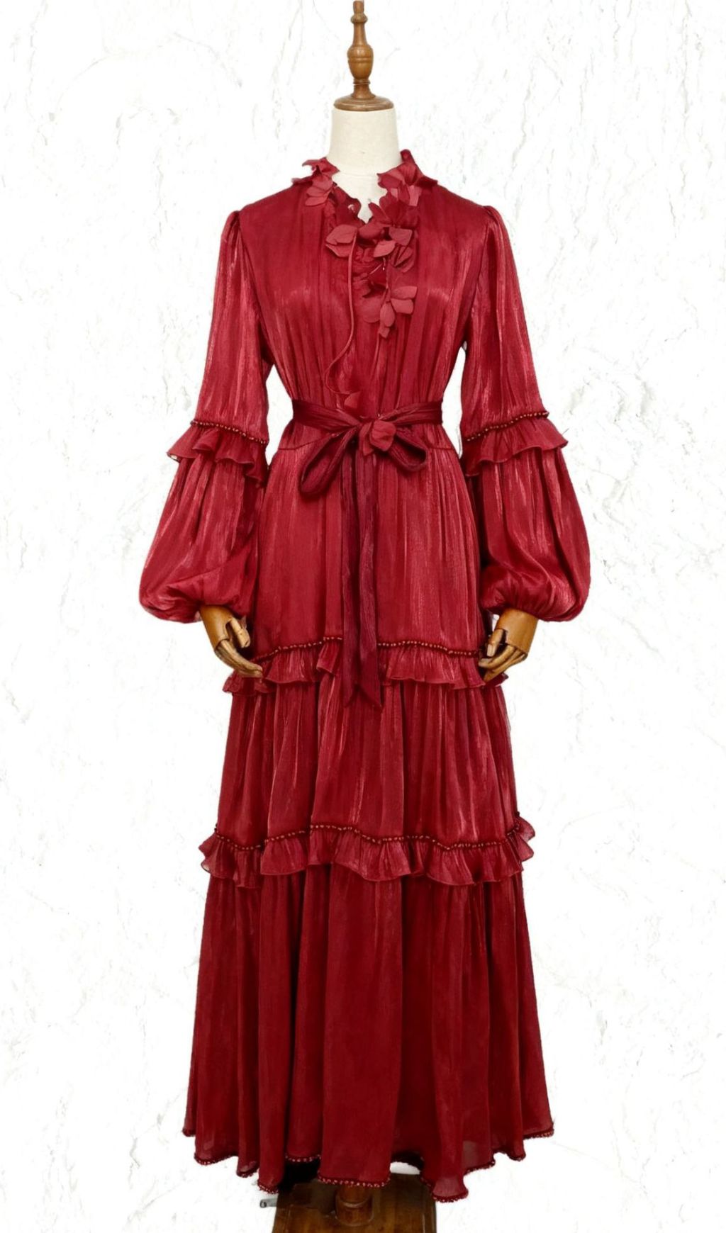 Fashionslee Women Ilissa Long Sleeve Ruffle Midi Dress