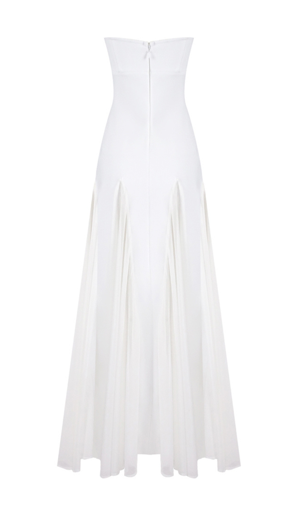 6c36037504f8af7244bfa8d69d9563bf.jpg Fashionslee Women Strapless Mesh Insert A Line Maxi Dress White