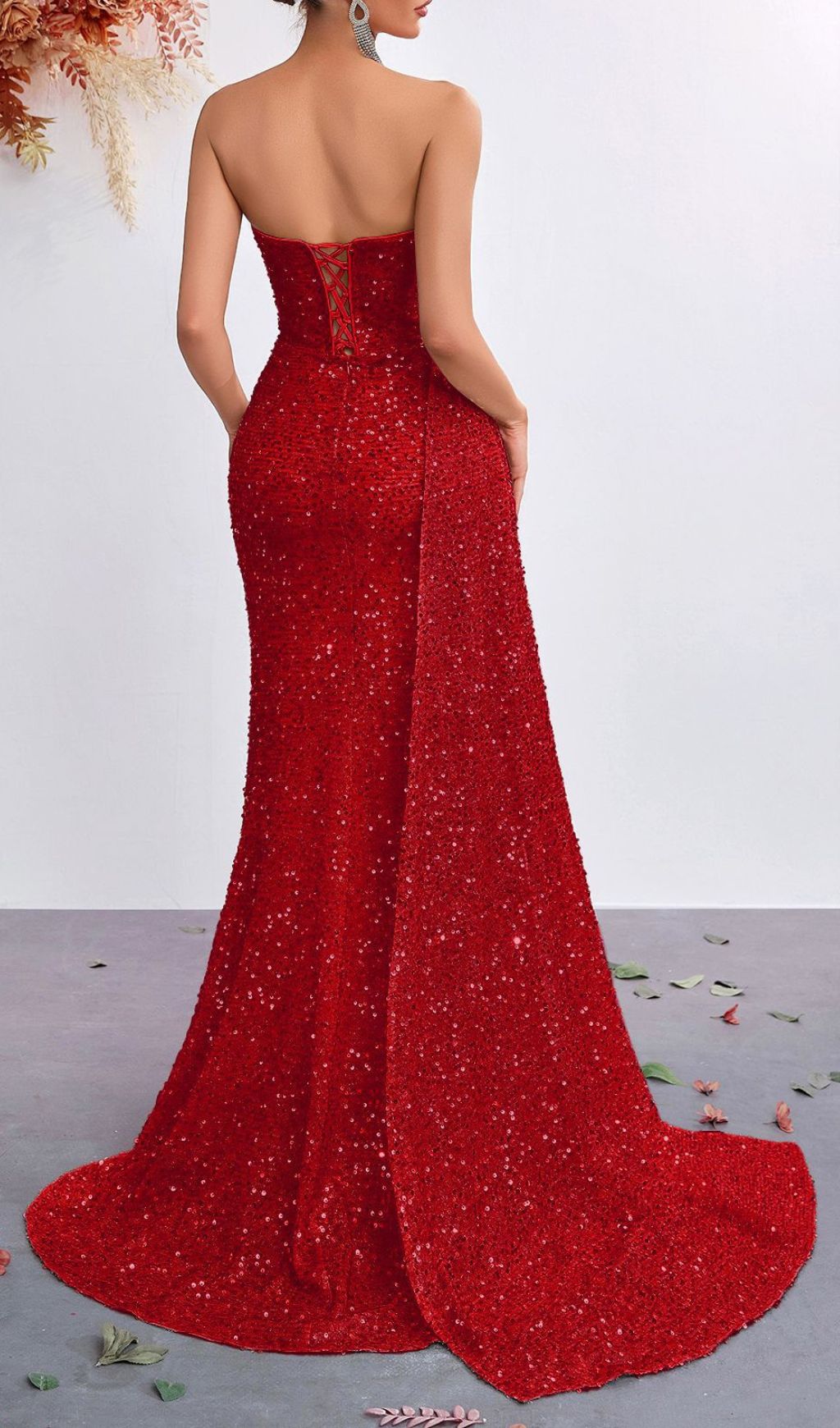 Fashionslee Women Kailey Strapless Sequin Maxi Dress