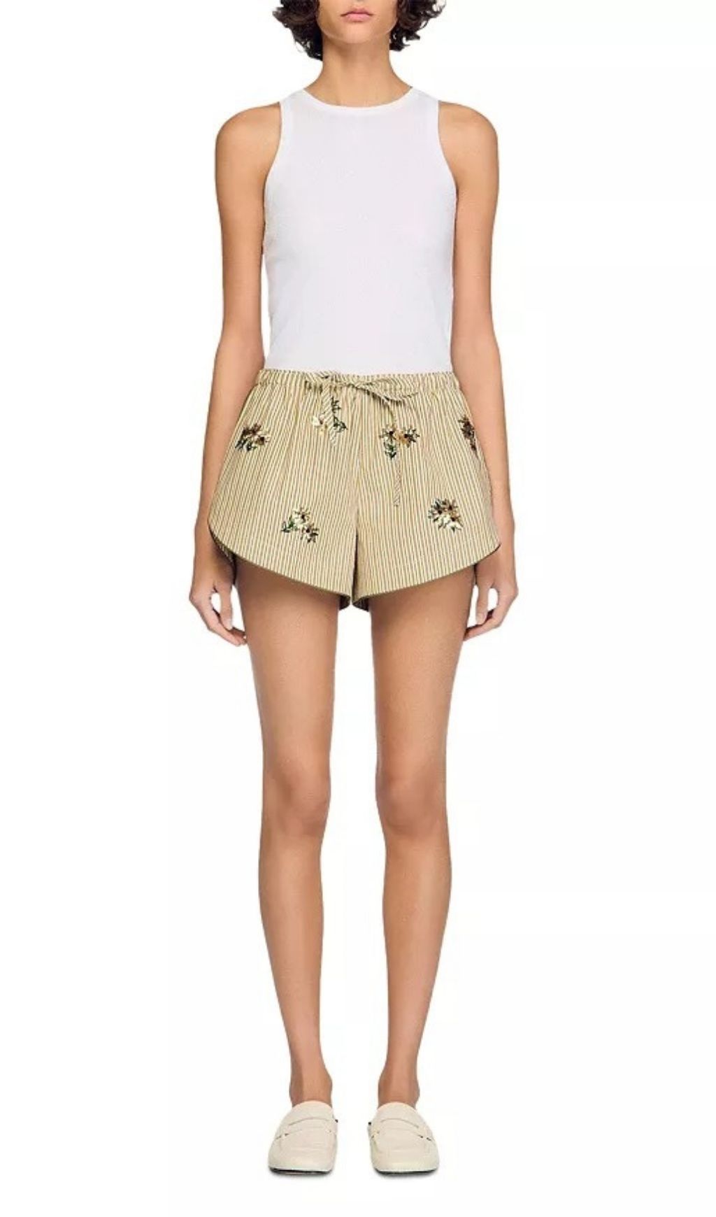 6ce74108284a1ac25c659c36513e2bb9.jpg Fashionslee Women Floral Embroidered Striped Shorts