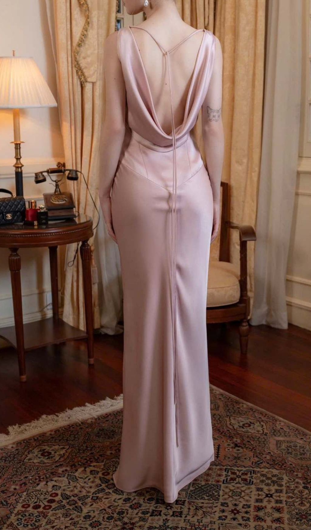 Fashionslee Women Desma Pink Sleeveless Split Satin Dress