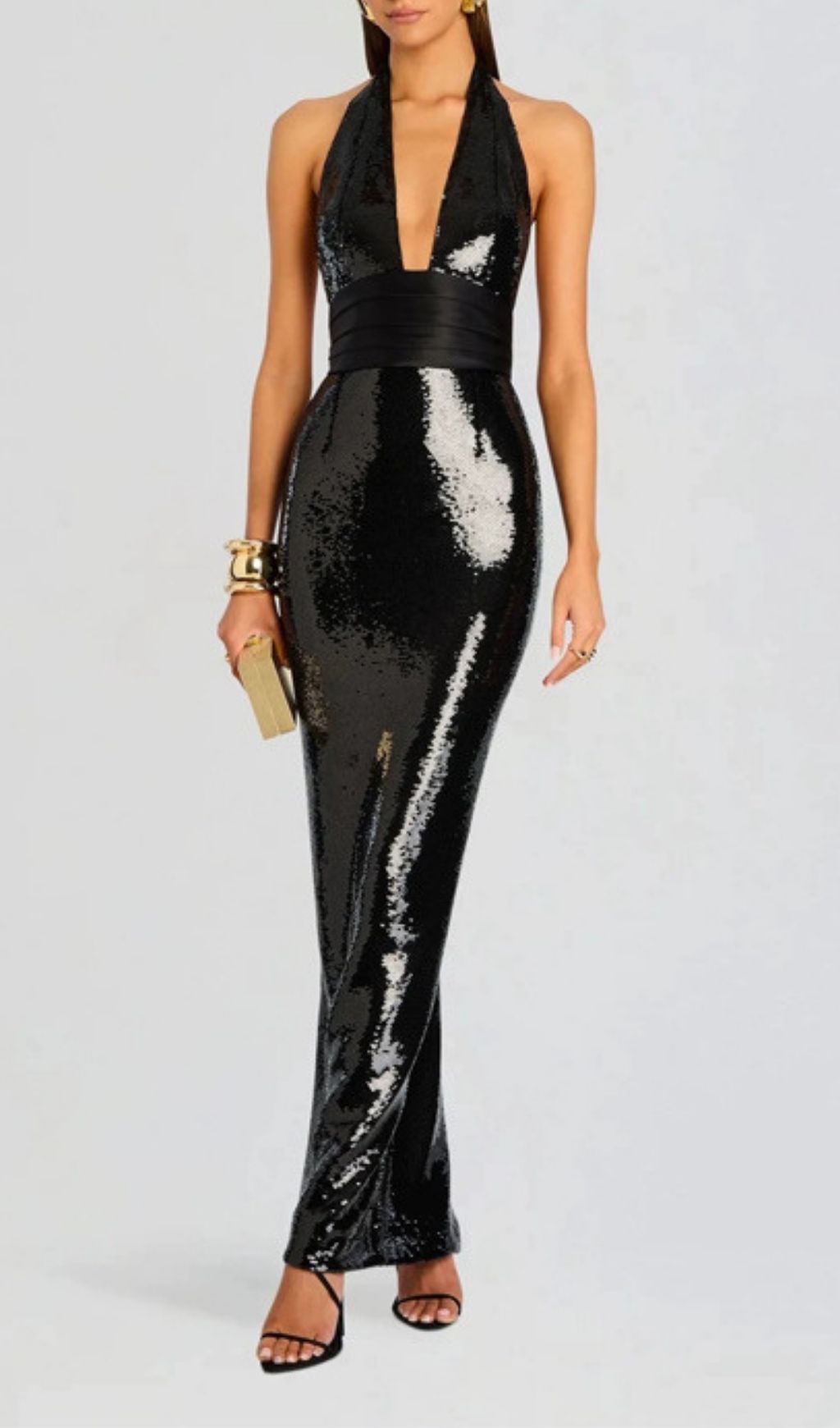 6d1ba9b70f4ea9167109ab2040eb345a.jpg Fashionslee Women Keva Black Halter Sequin Maxi Dress